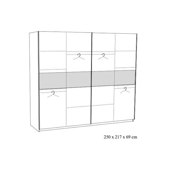 Schuifdeurkast Livia 250 cm Eiken