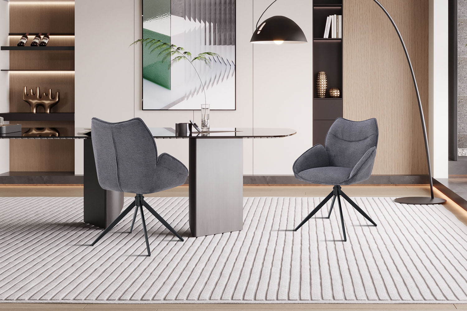 Armstoel Famke Donkergrijs - Set van 2