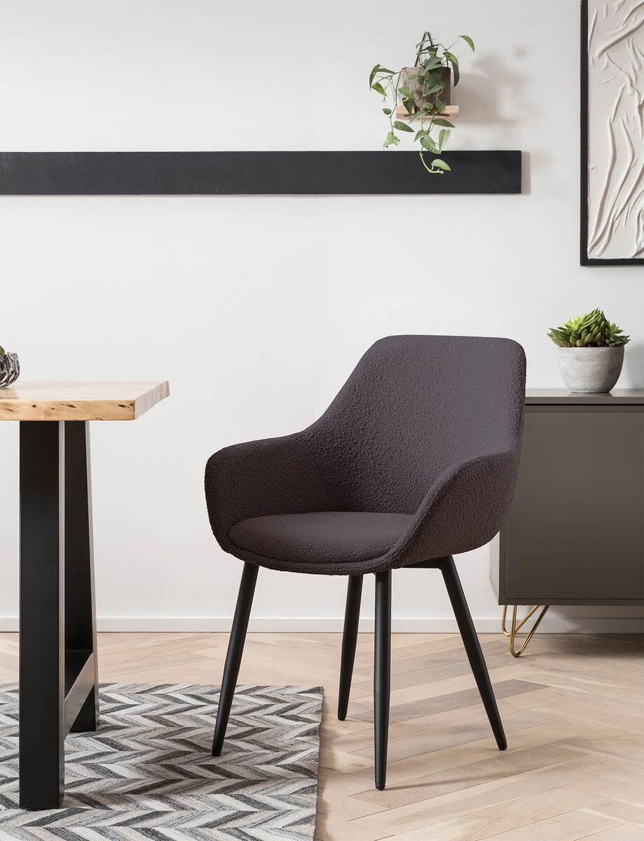 Armstoel Kate Antraciet Bouclé - Set van 2