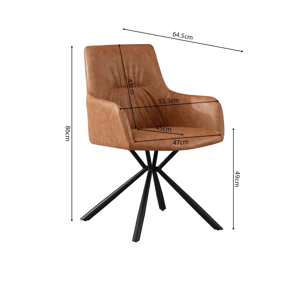 Armstoel Kees Cognac - Set van 2