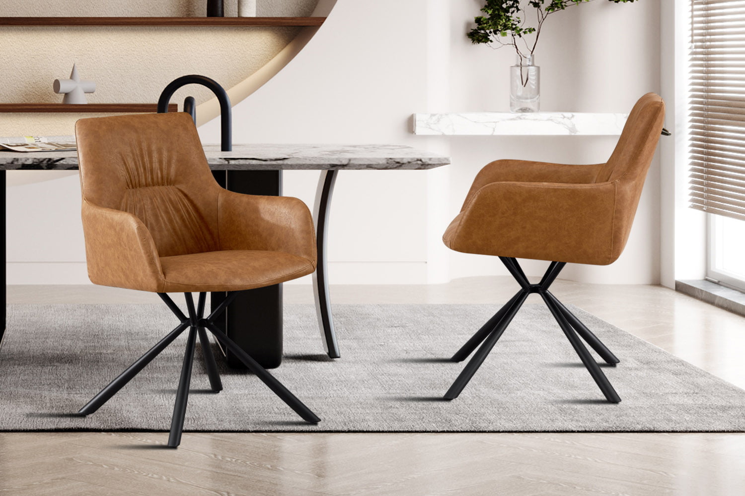 Armstoel Kees Cognac - Set van 2