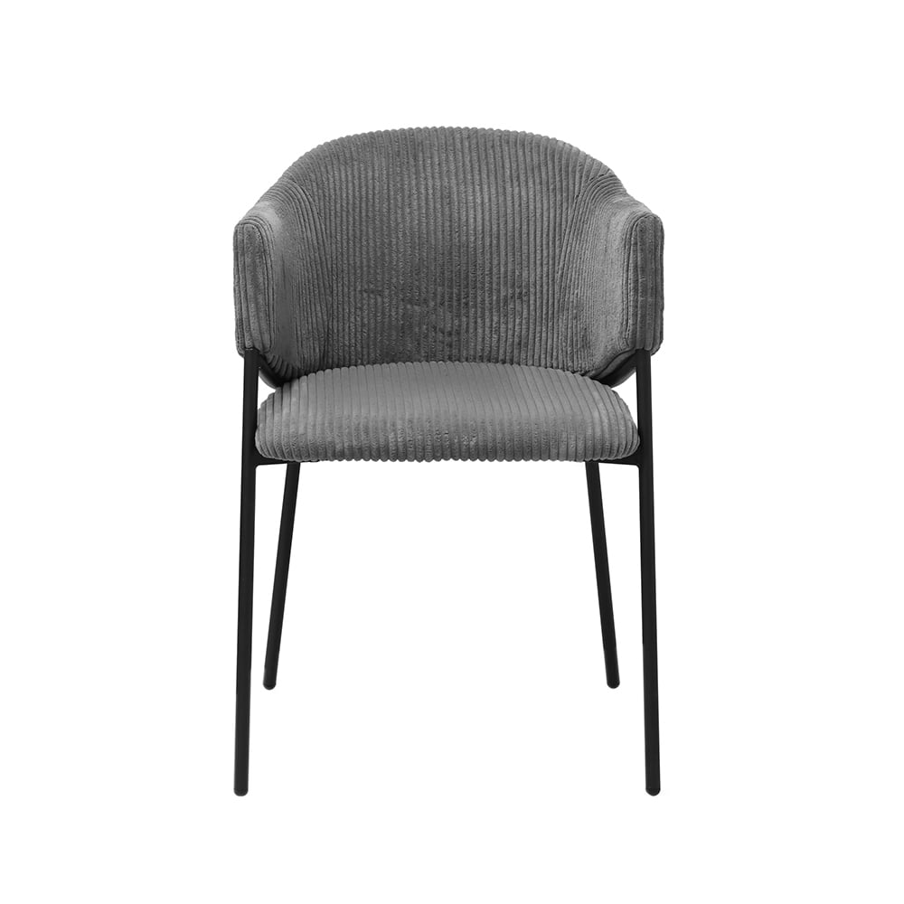 Armstoel Vieve Donkergrijs Ribstof - Set van 2