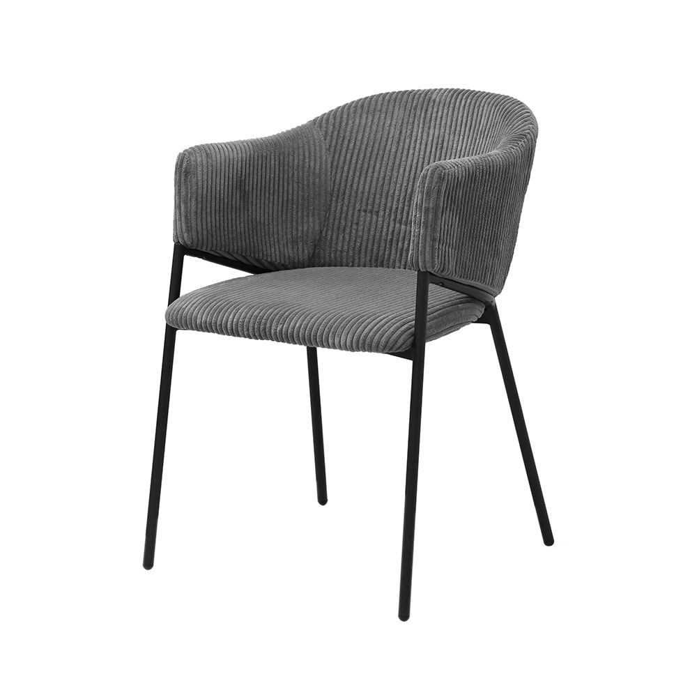 Armstoel Vieve Donkergrijs Ribstof - Set van 2