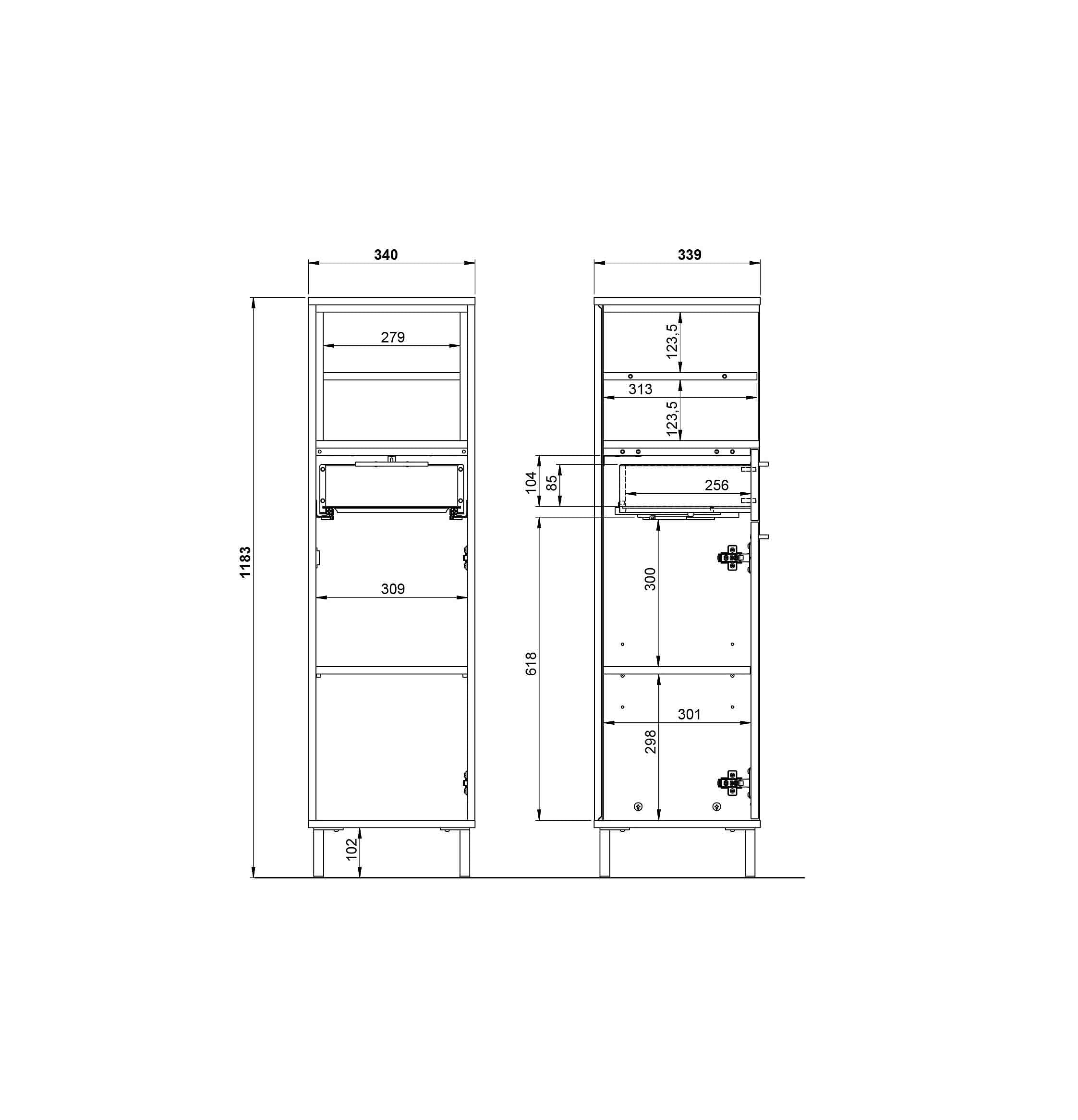Badkamer kolomkast Borba Eiken Wit 34 cm