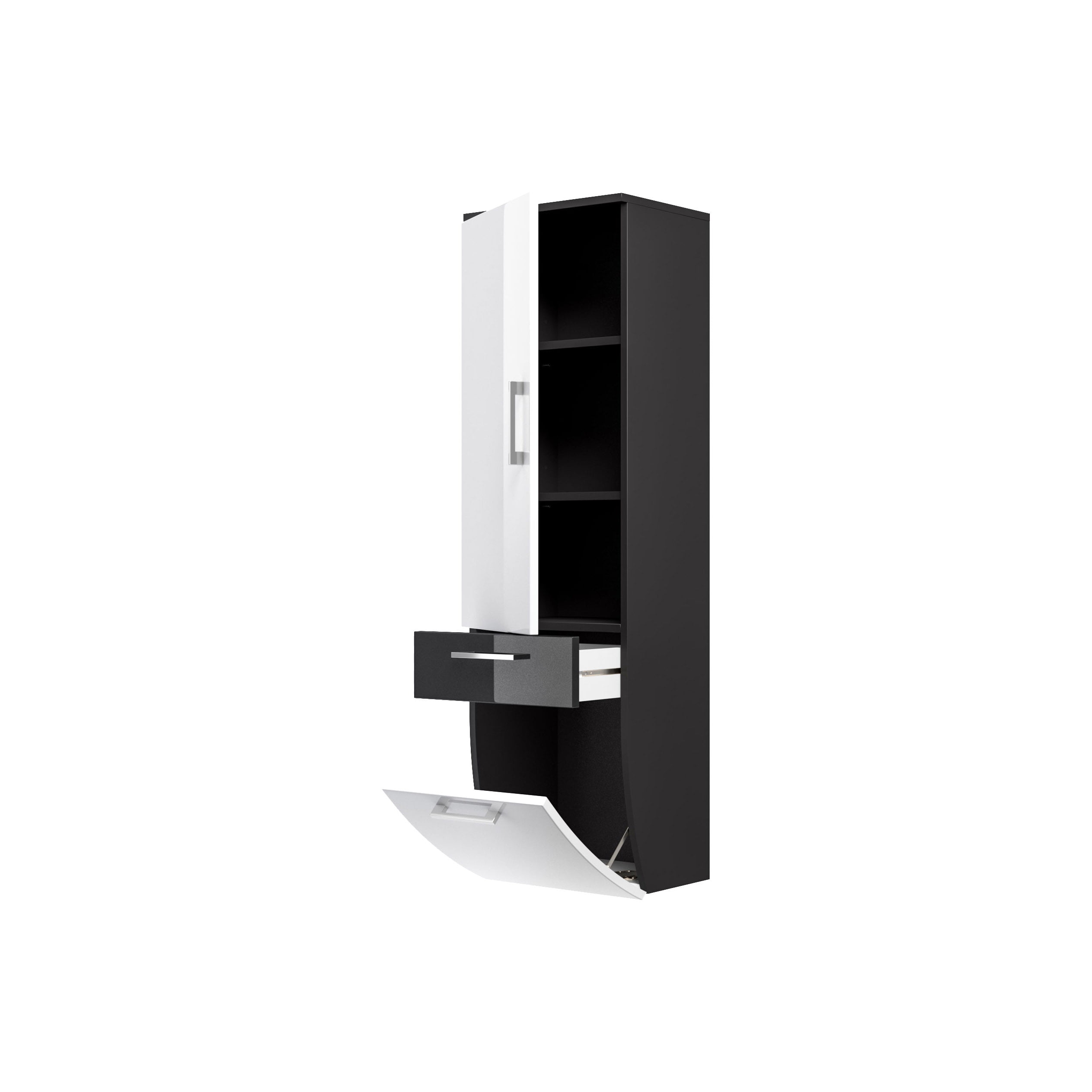 Badkamer kolomkast Ilse Antraciet Wit Curve