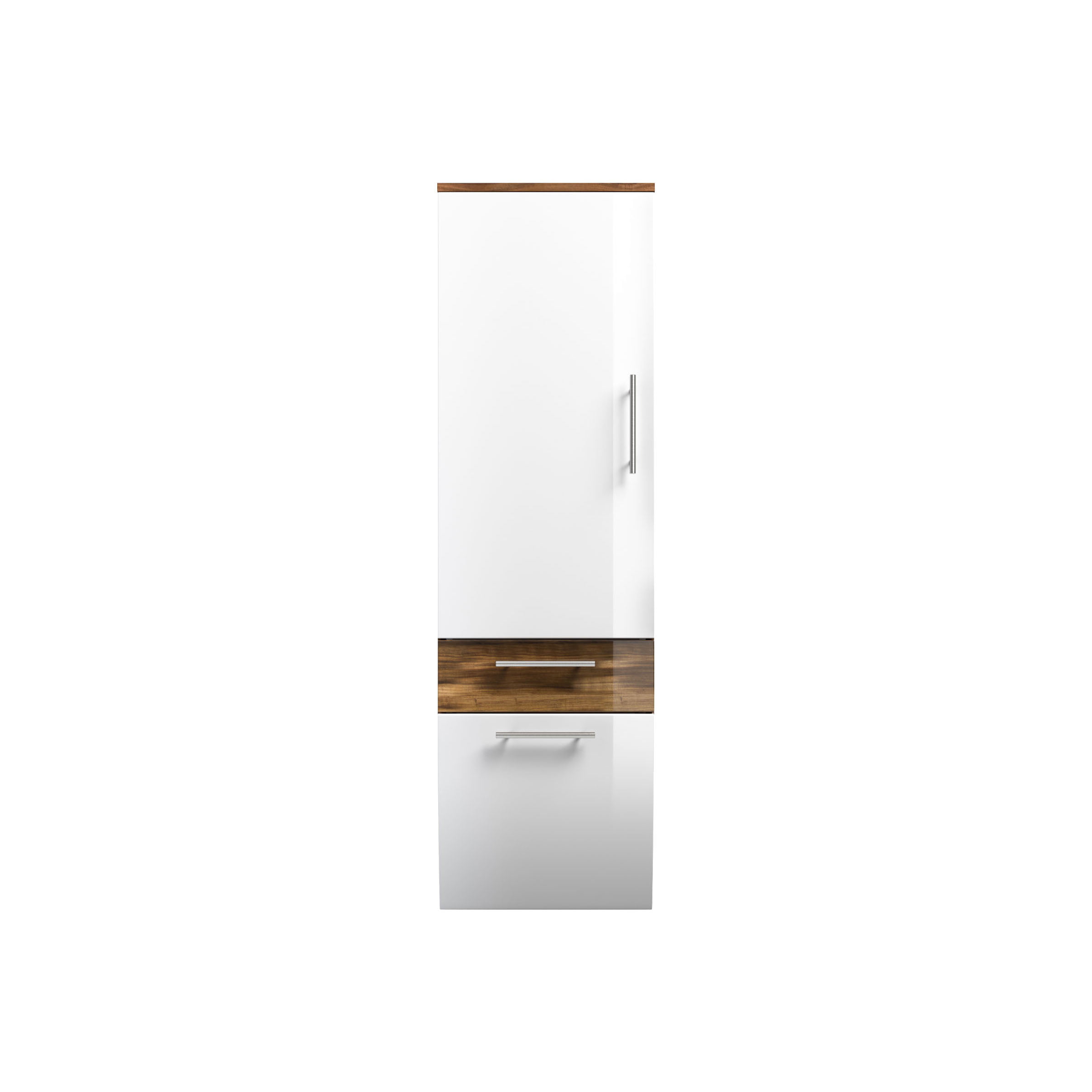 Badkamer kolomkast Milan Wit Walnoot