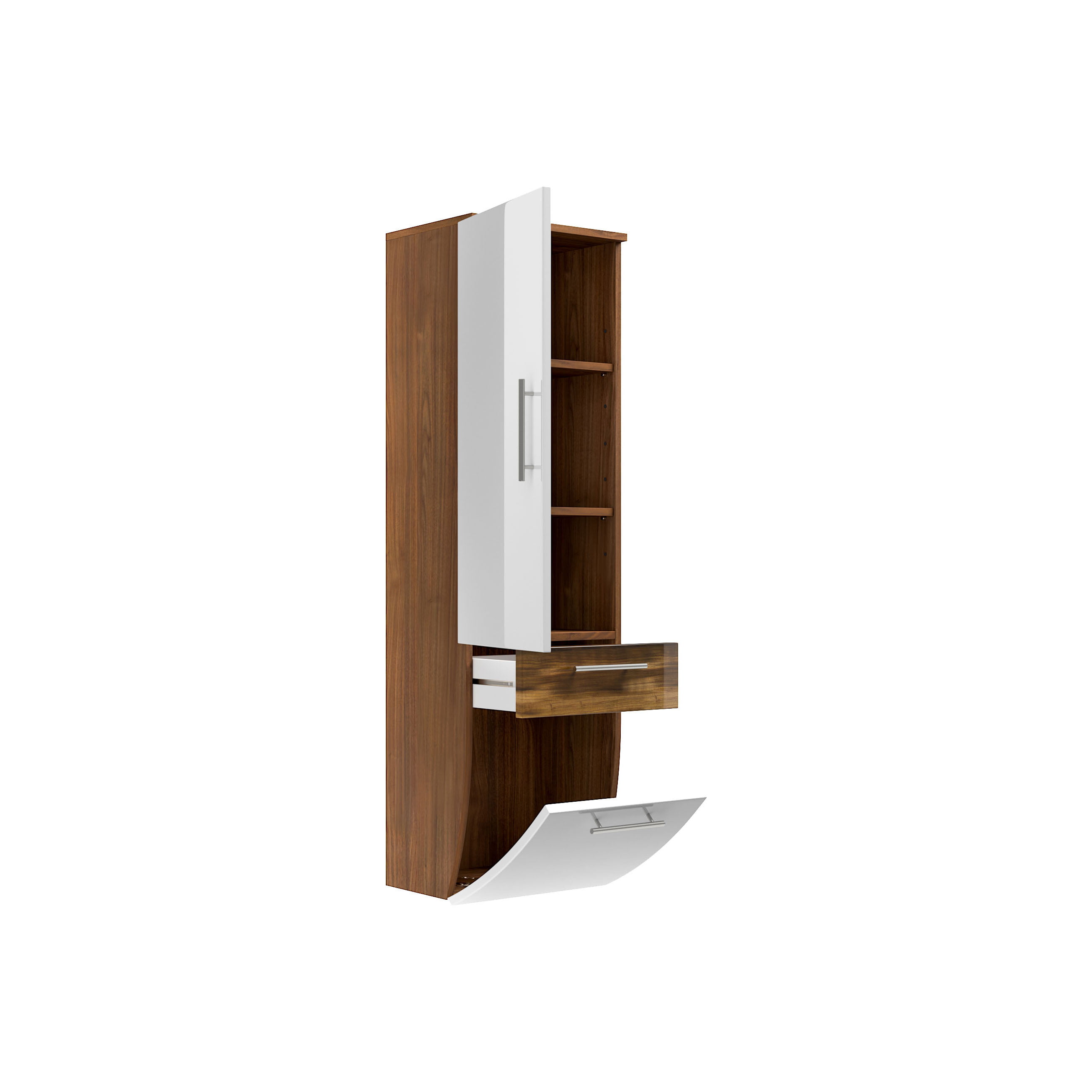 Badkamer kolomkast Milan Wit Walnoot