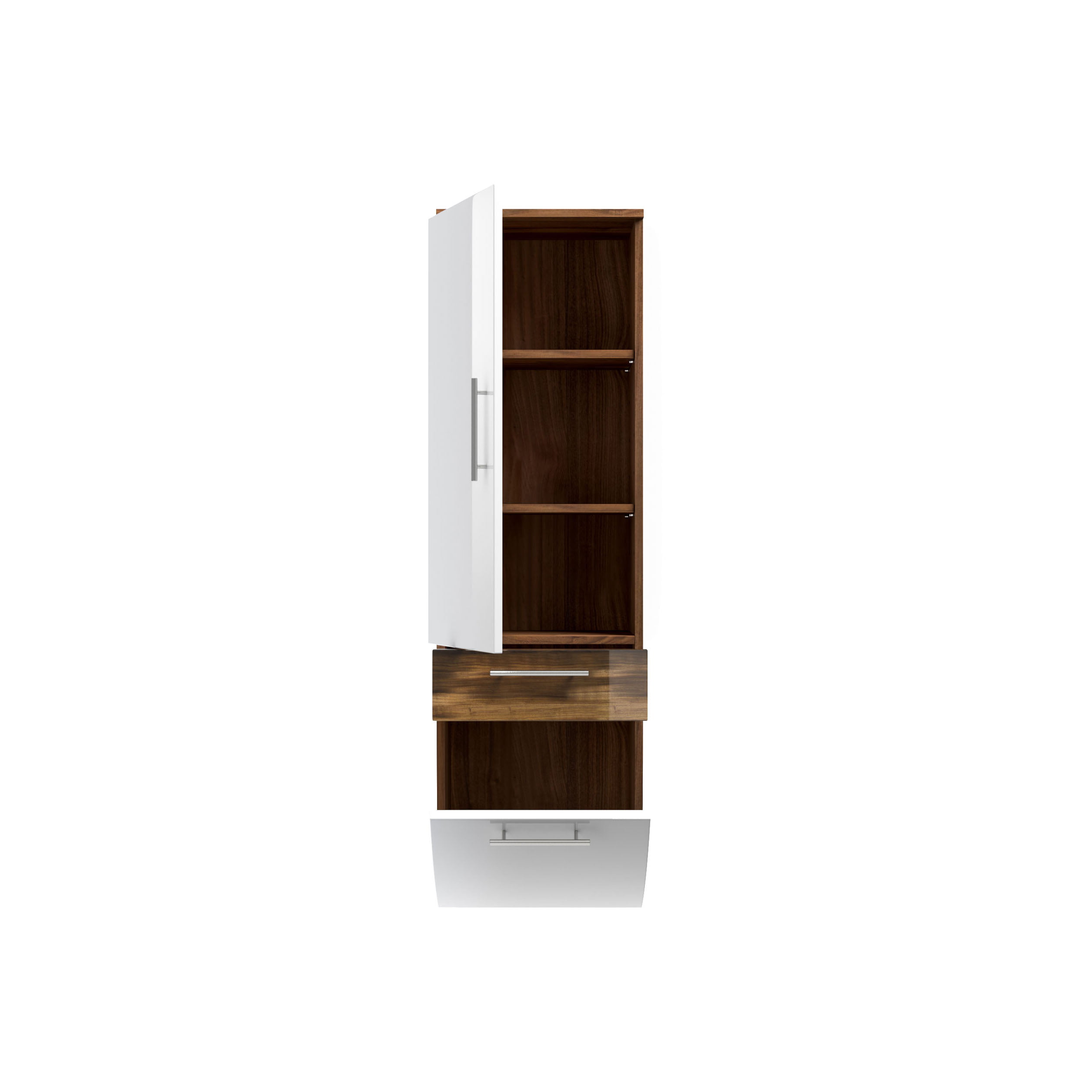 Badkamer kolomkast Milan Wit Walnoot