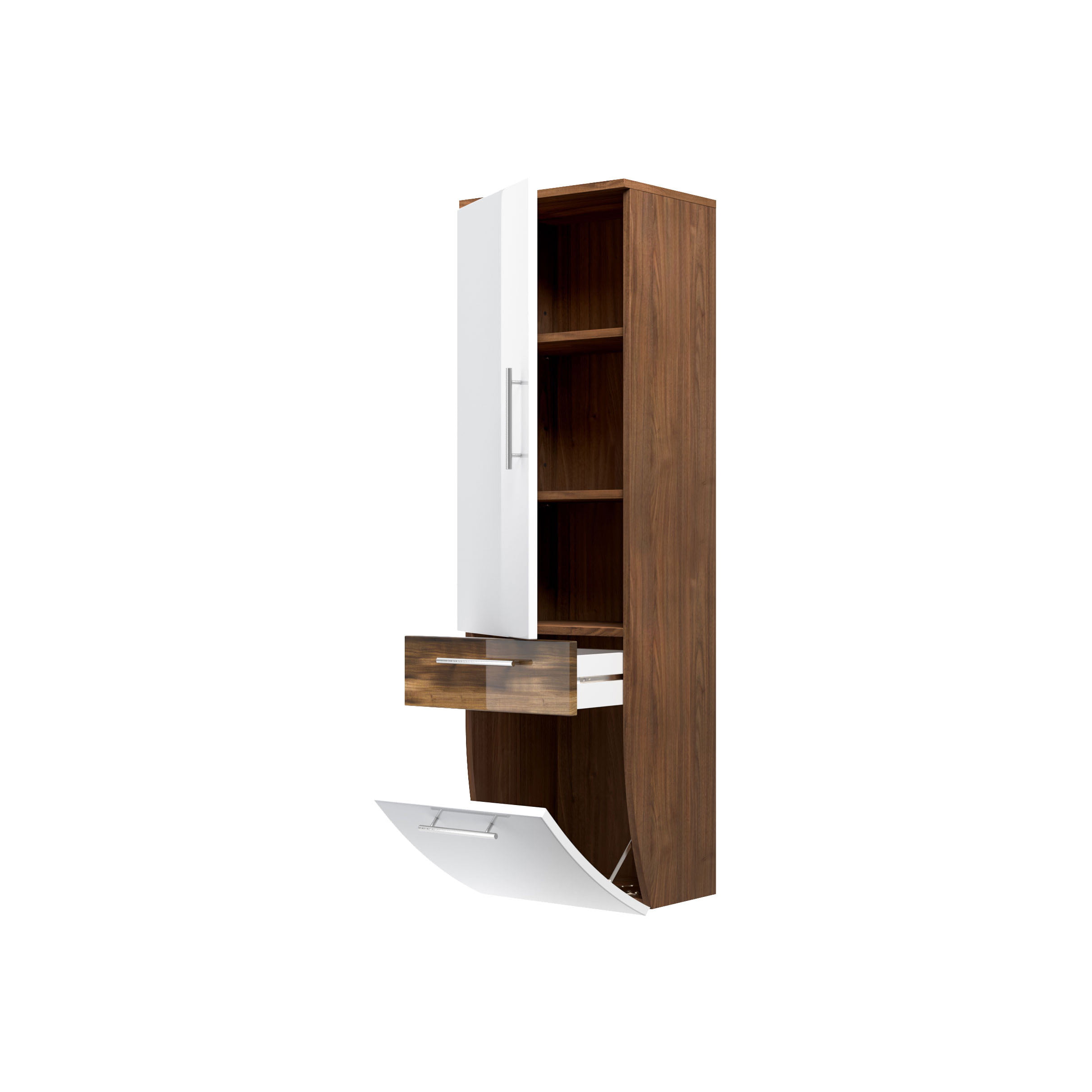 Badkamer kolomkast Milan Wit Walnoot