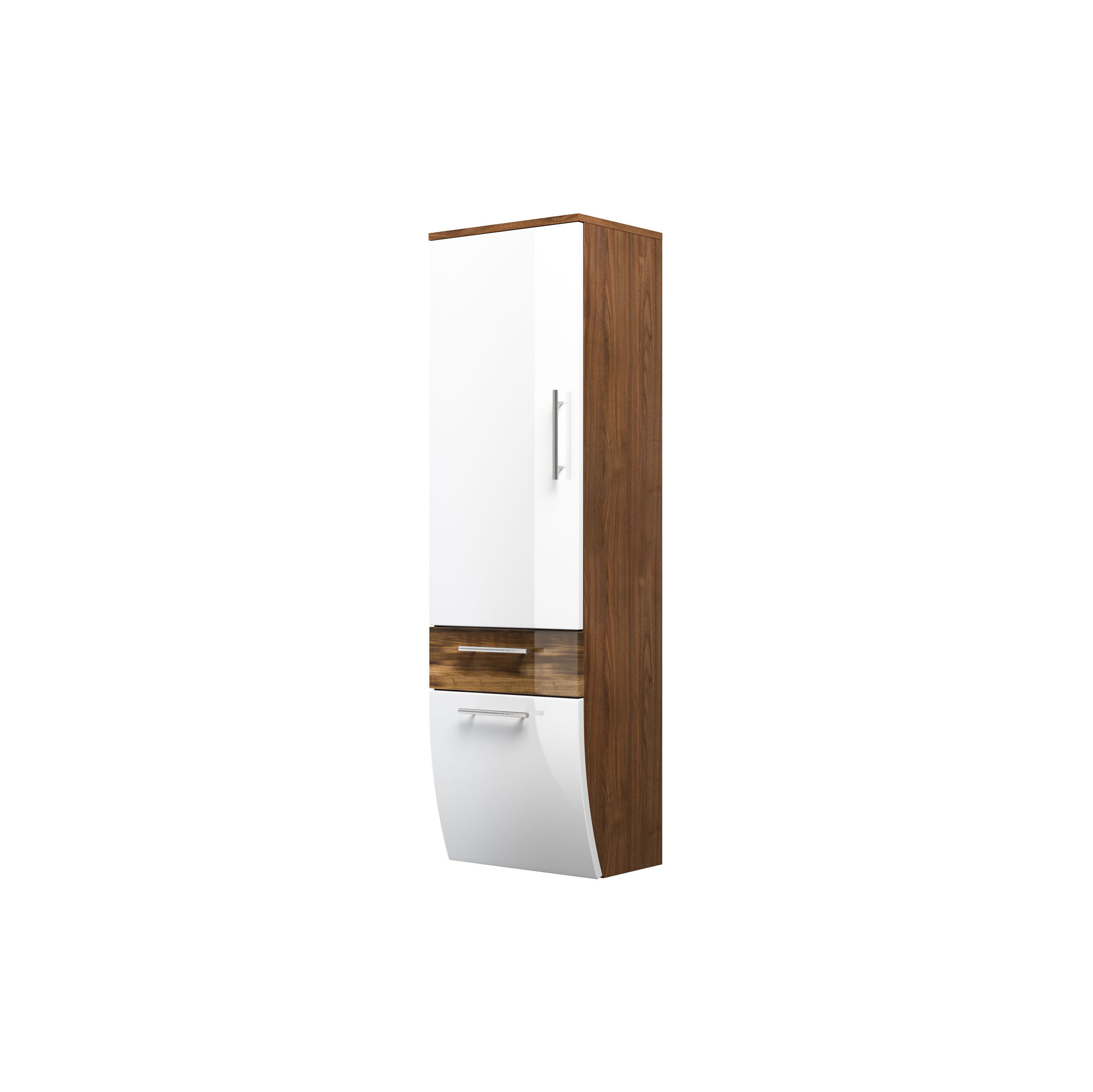 Badkamer kolomkast Milan Wit Walnoot