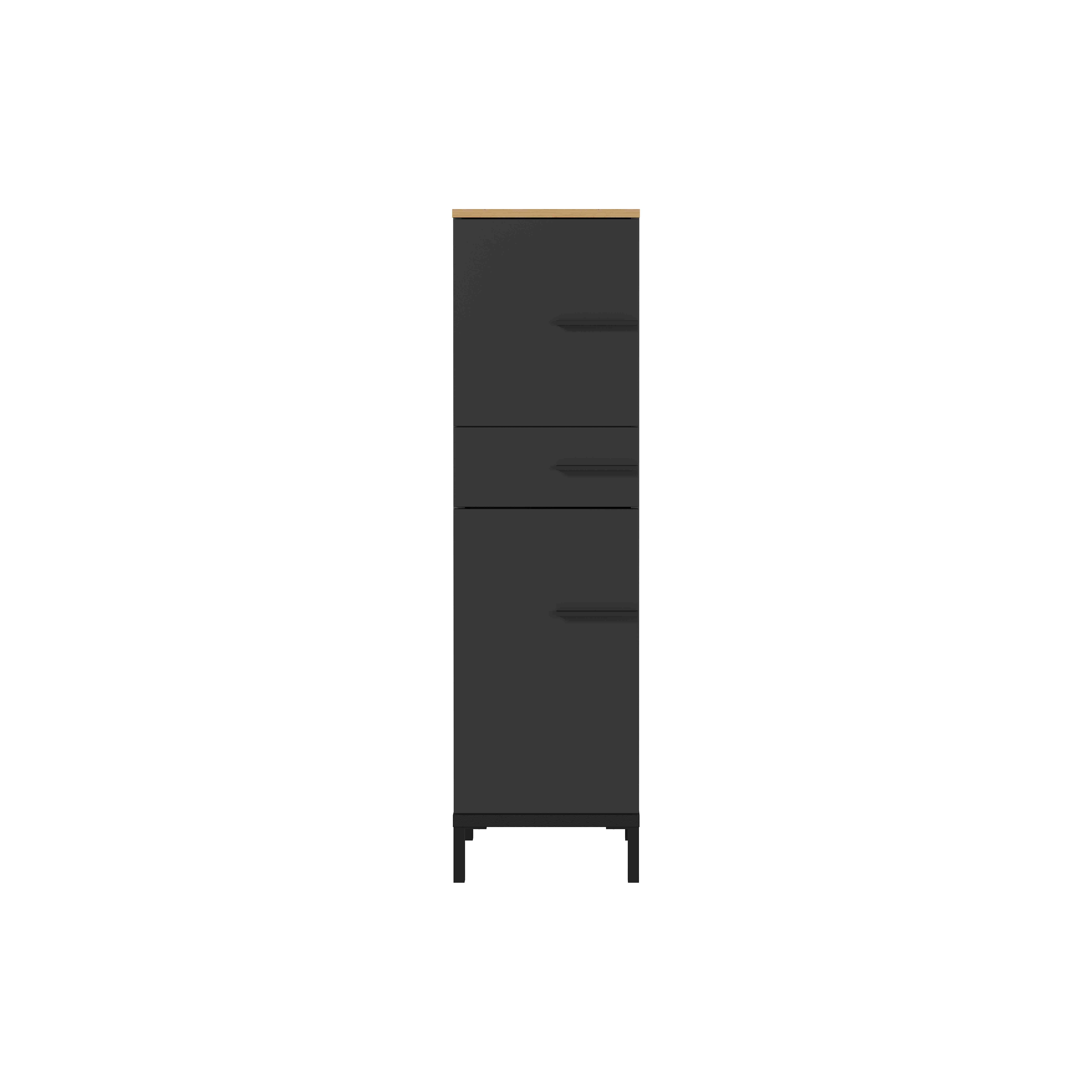 Badkamer kolomkast Serpa Grafiet Eiken 123 cm