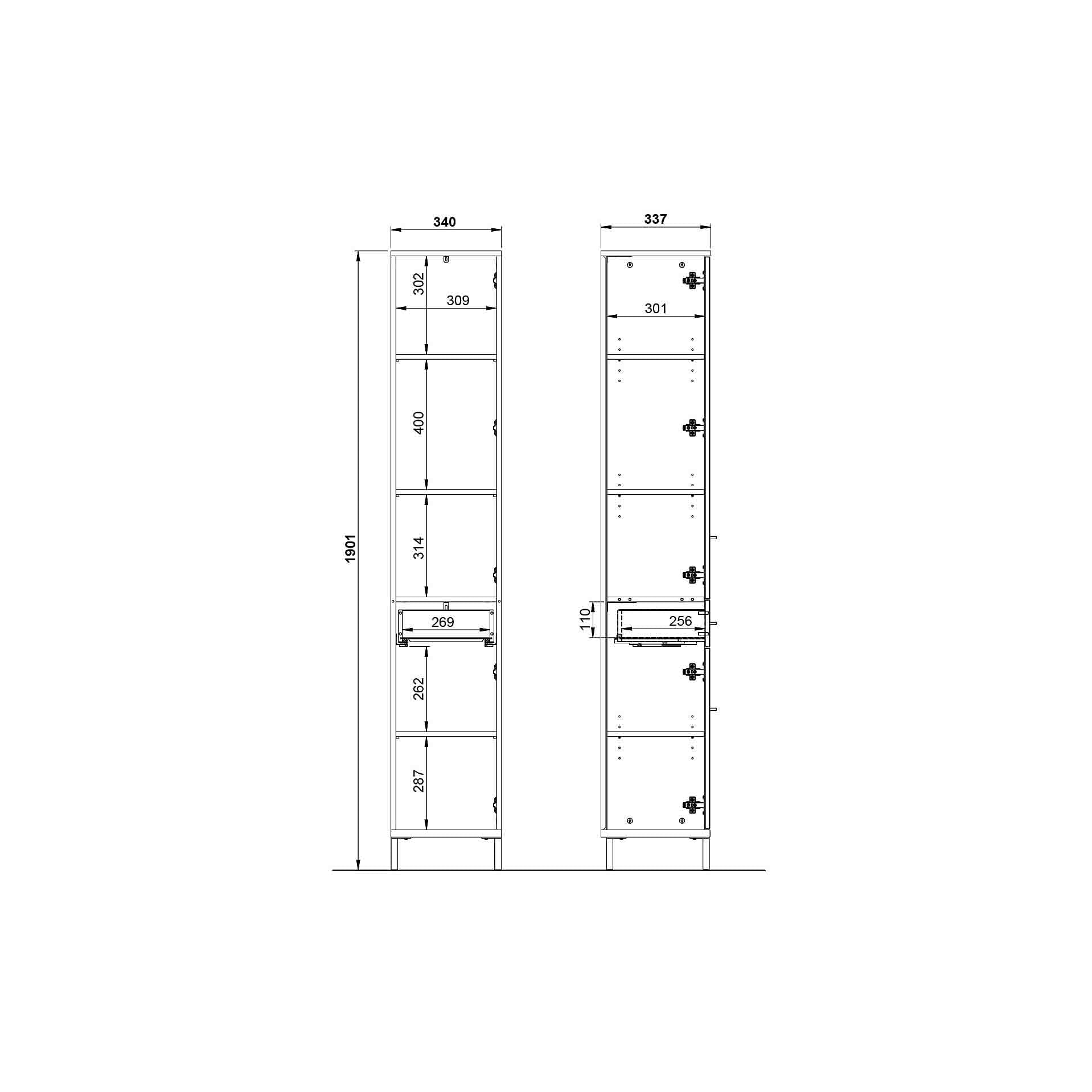 Badkamer kolomkast Serpa Kasjmier Walnoot 190 cm