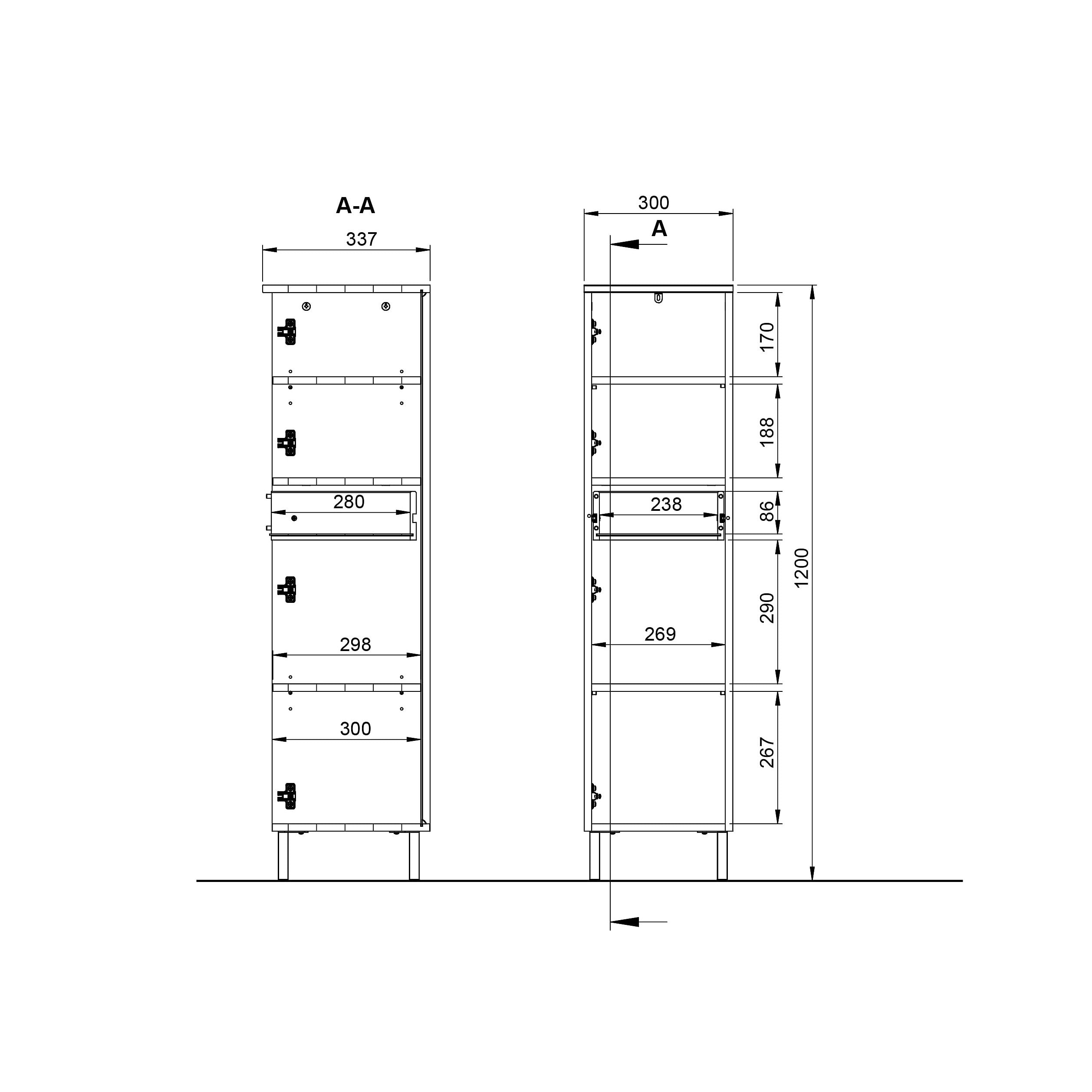 Badkamer kolomkast Zadar Kasjmier 120 cm