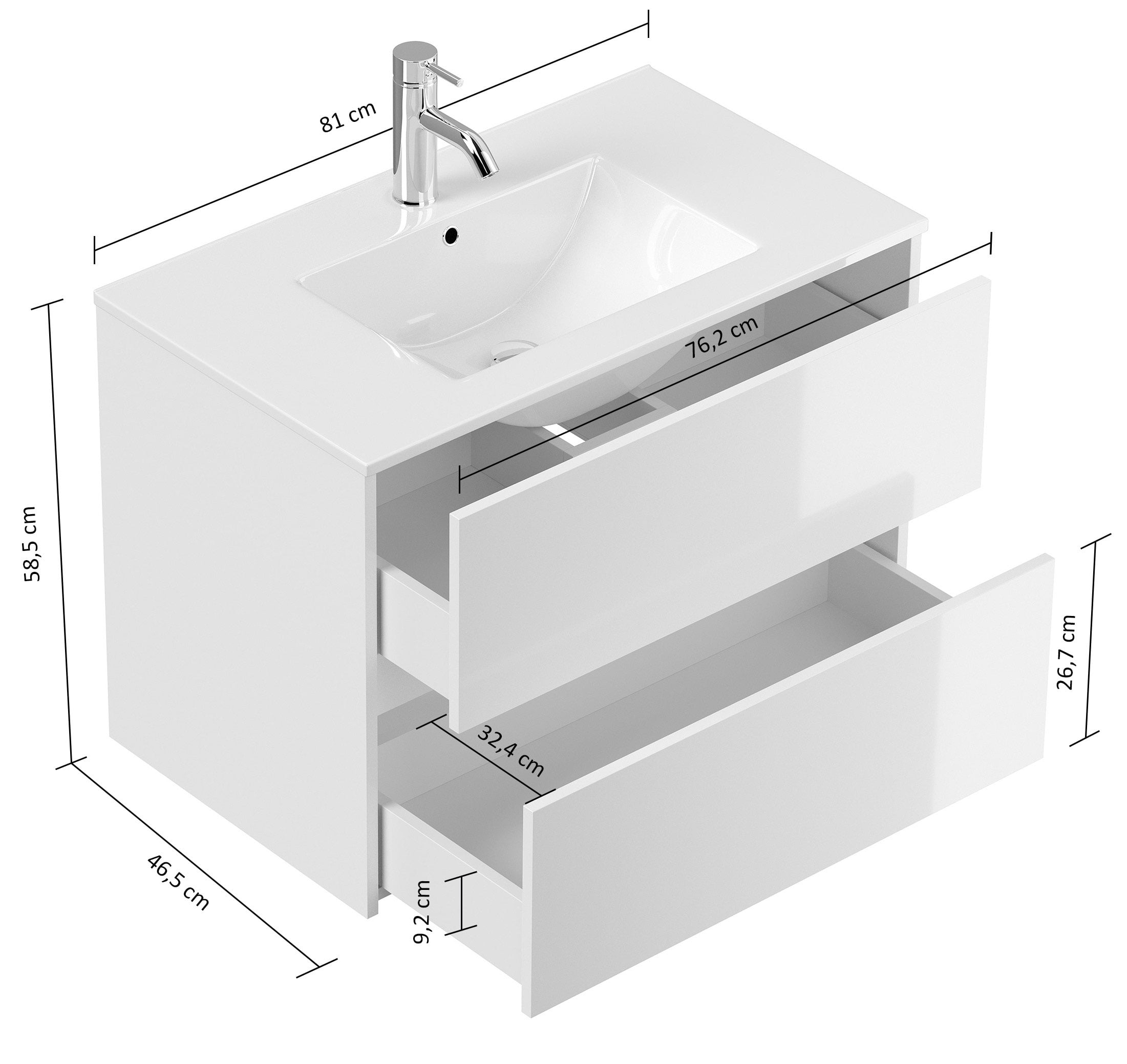 Badmeubel Phoenix Grafiet 80 cm