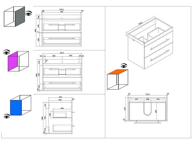 Badmeubel Vegas Grafiet 75 cm