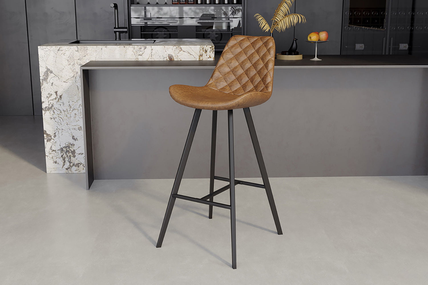 Barkruk Anthony Cognac - Set van 2