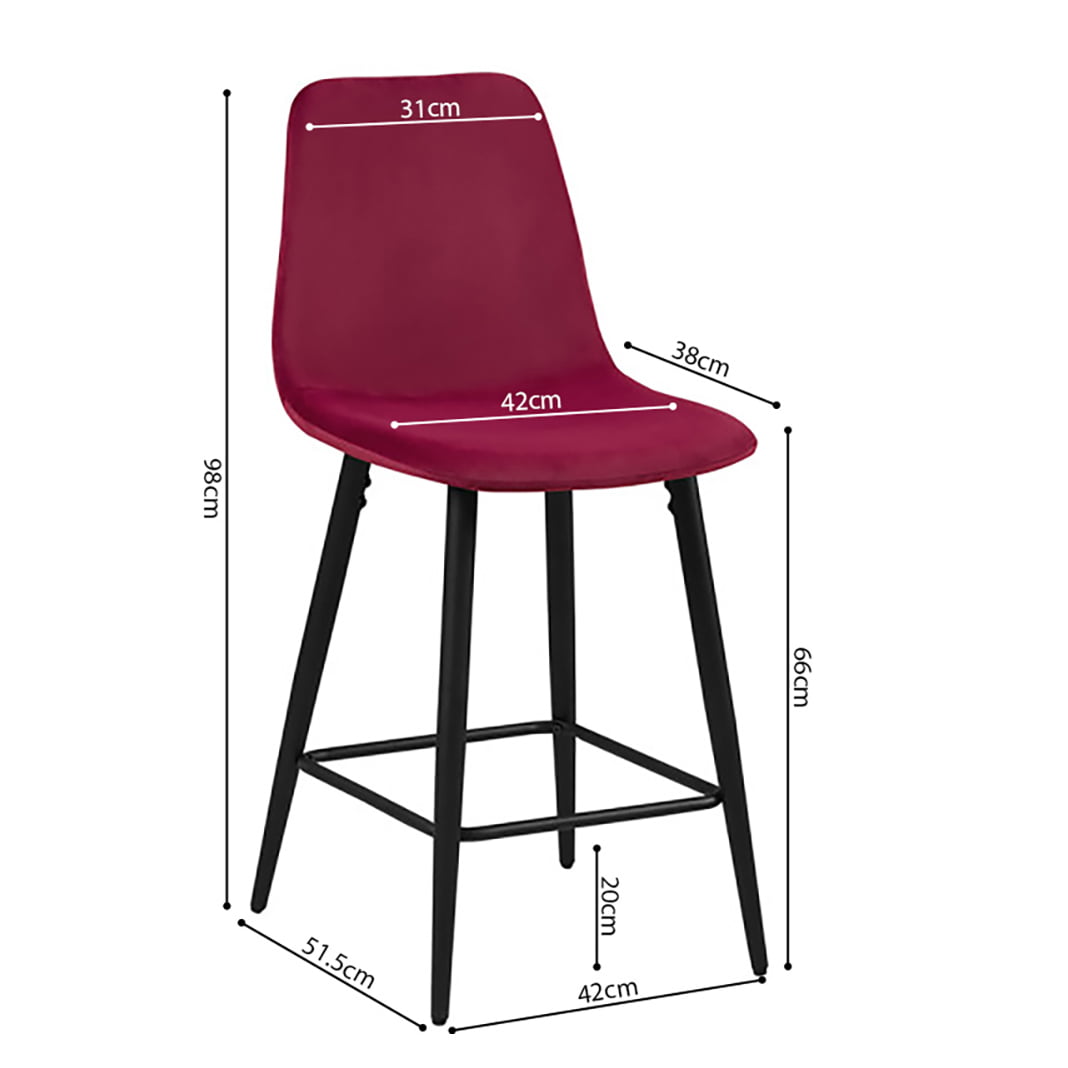 Barkruk Aylin Bordeaux - Set van 4