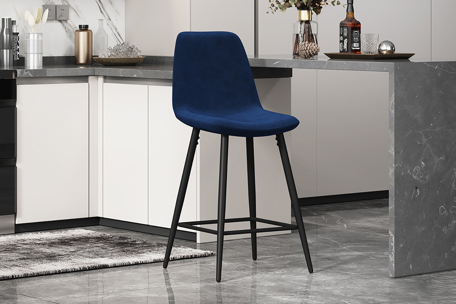 Barkruk Aylin Donkerblauw - Set van 4