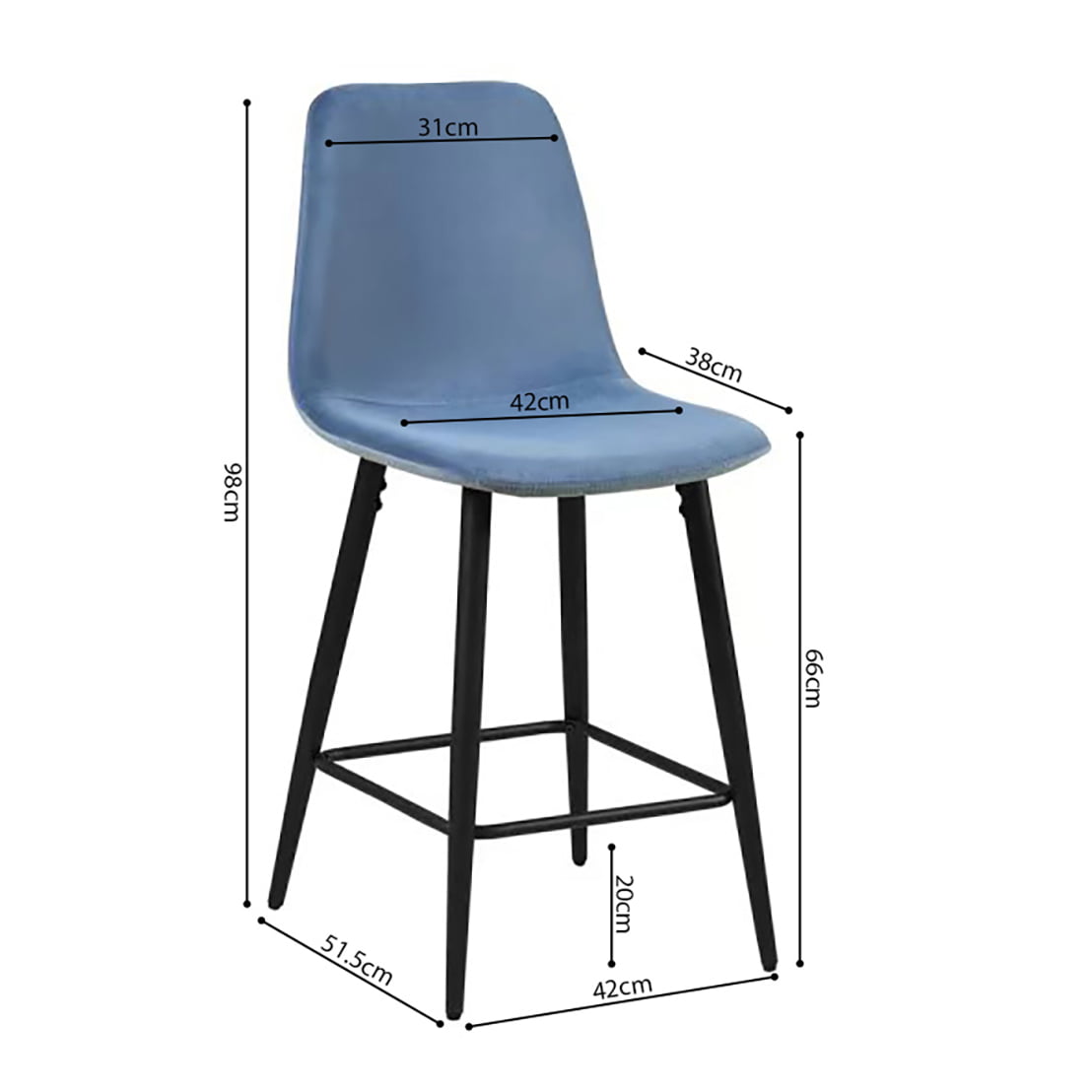 Barkruk Aylin Lichtblauw - Set van 4