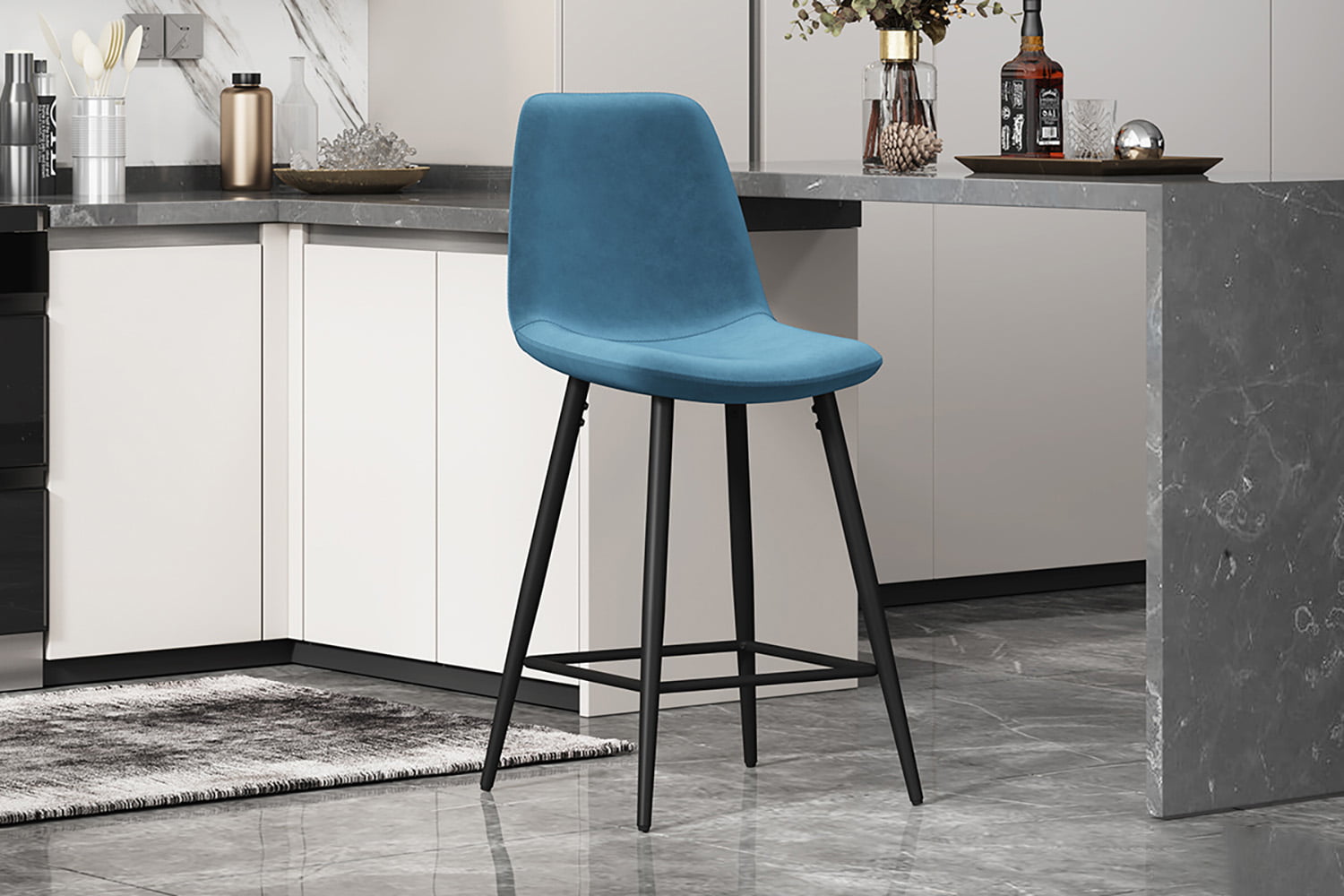 Barkruk Aylin Lichtblauw - Set van 4