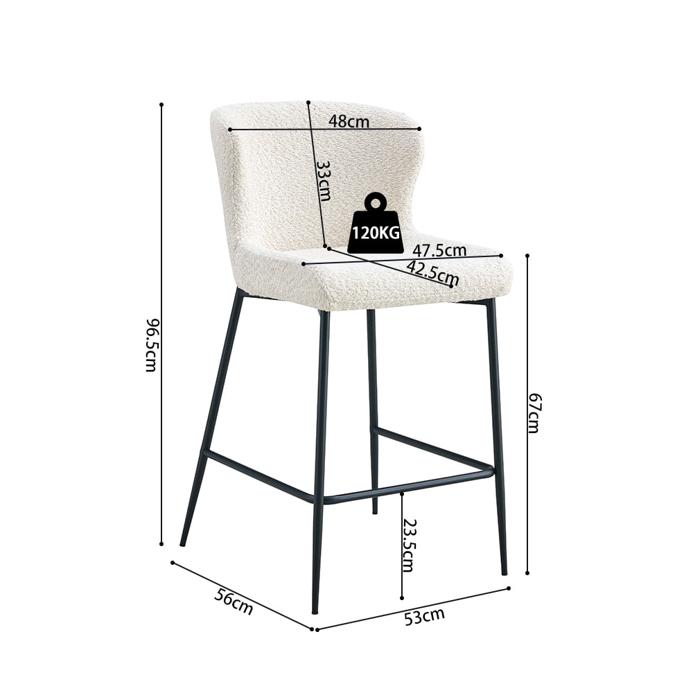 Barkruk Jolie Bouclé Ecru - Set van 2