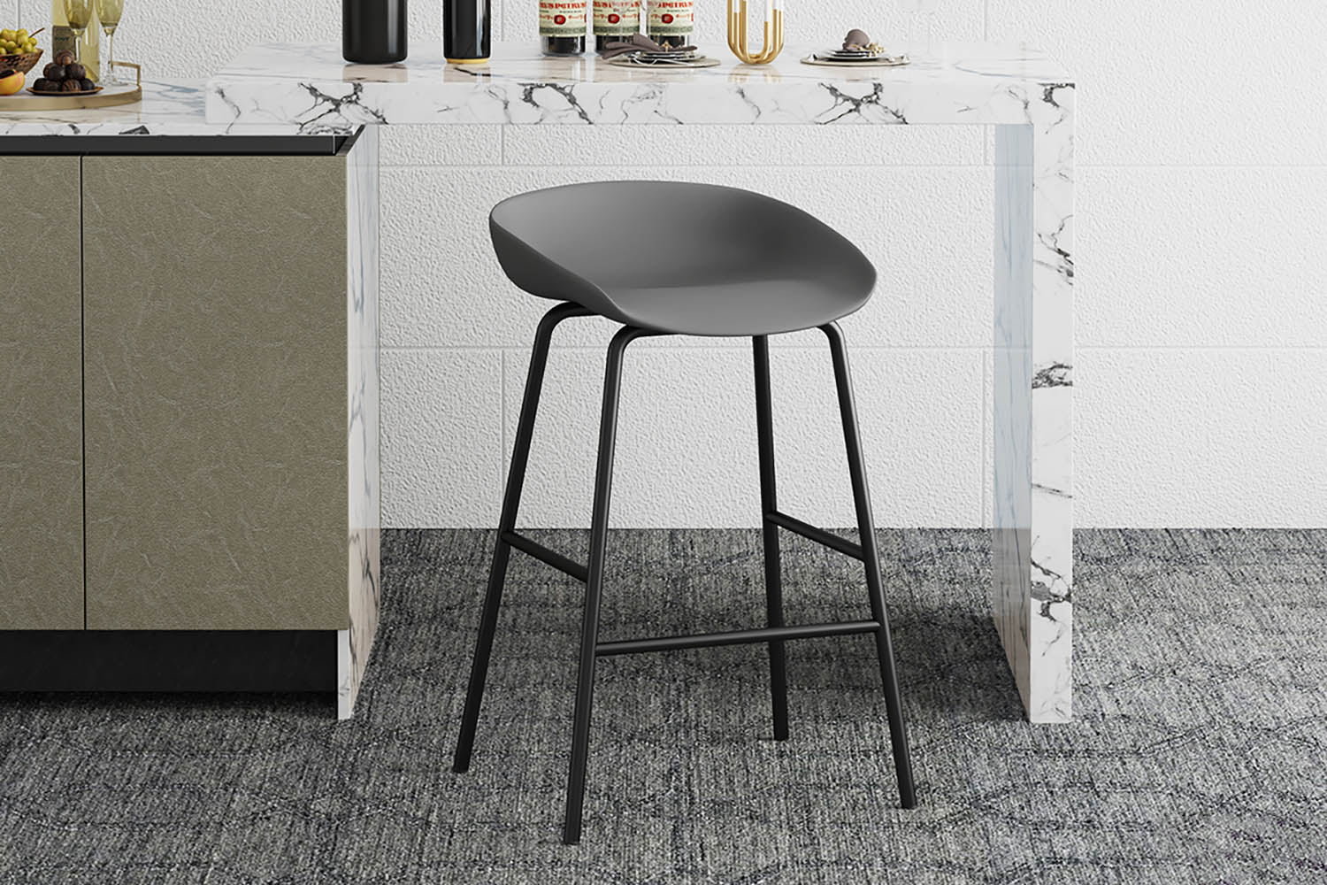 Barkruk Mickey Grijs - Set van 4