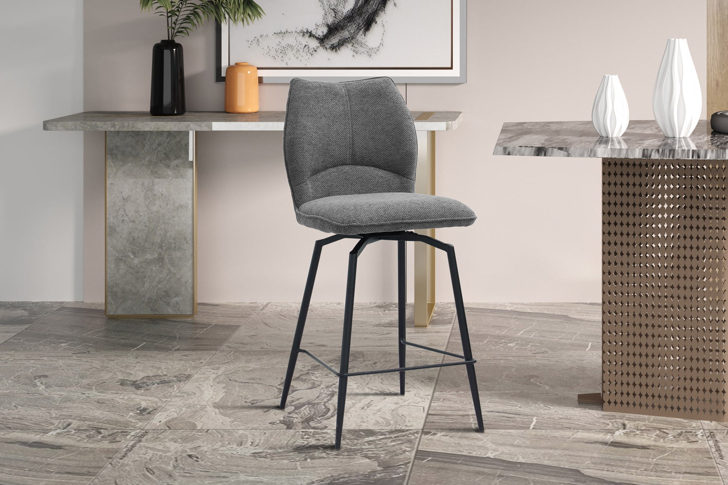 Barkruk Quincy Grijs - Set van 2