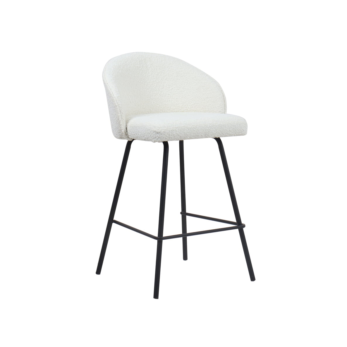Barkruk Riley Wit Bouclé - Set van 2