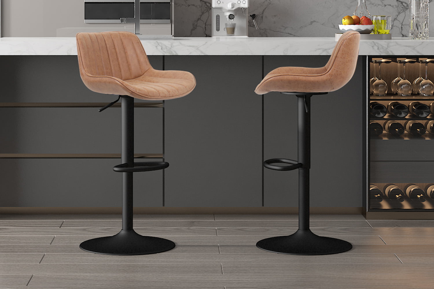 Barkruk Sepp Cognac - Set van 2