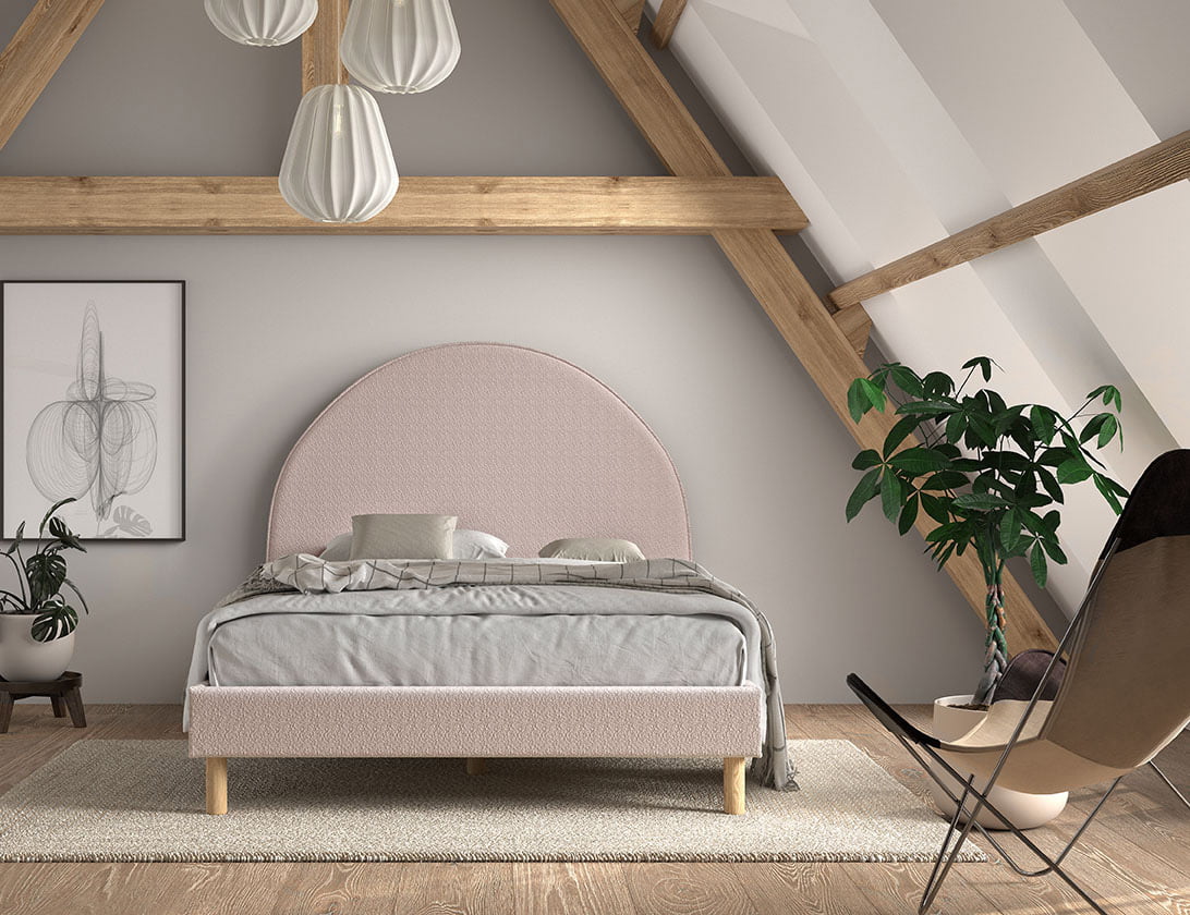 Bed Victoria Bouclé Roze 140x200 cm