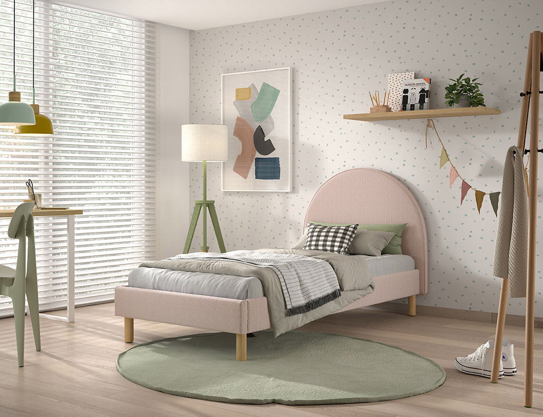 Bed Victoria Bouclé Roze 90x200 cm