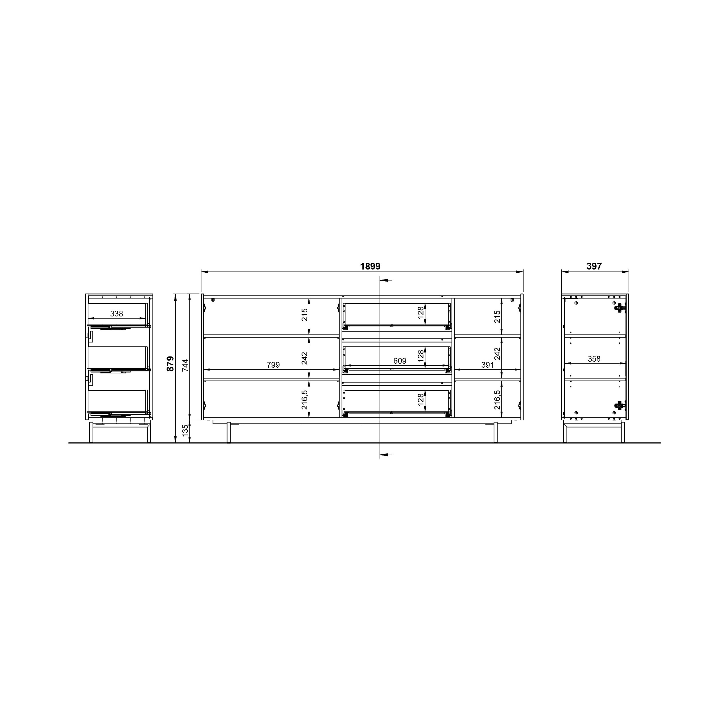 Dressoir Paxos Eiken 190 cm
