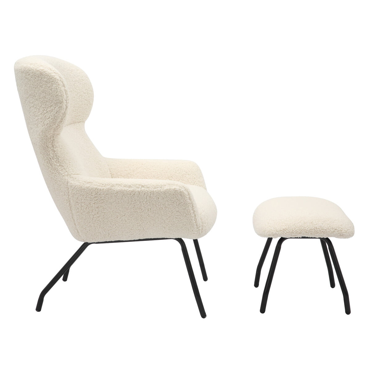 Fauteuil en poef Kaya Beige