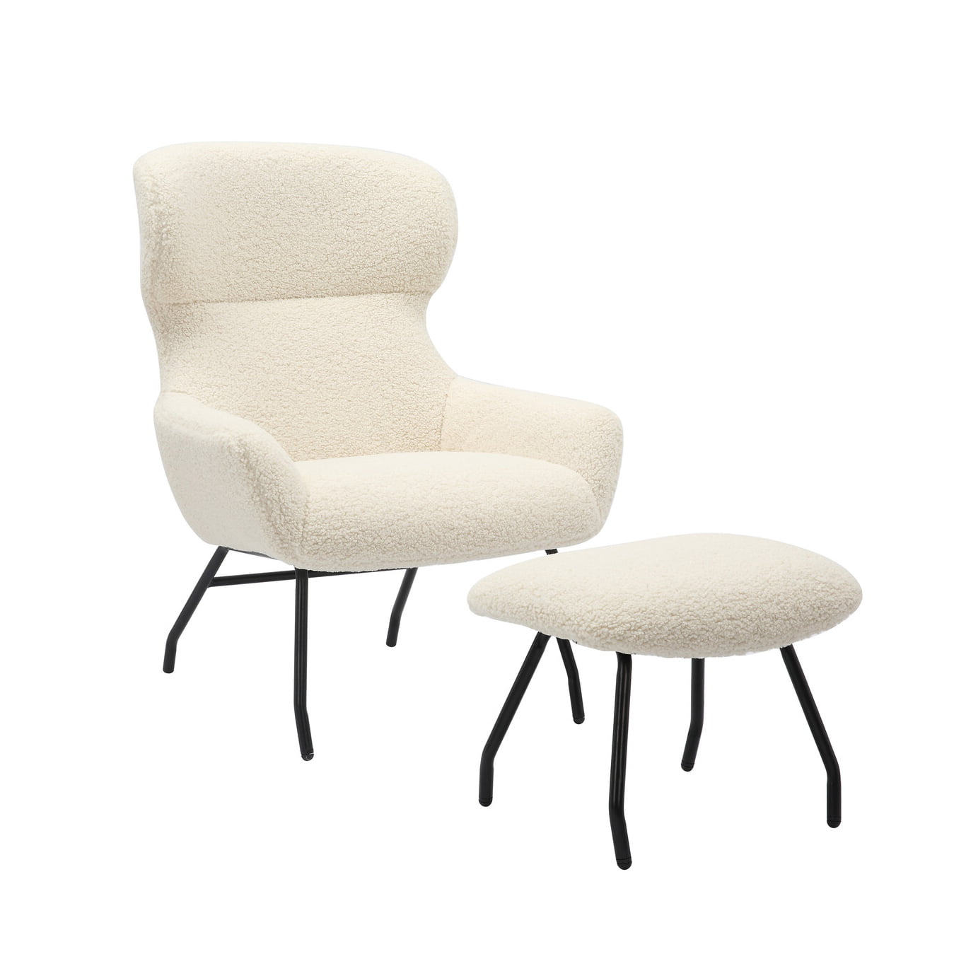 Fauteuil en poef Kaya Beige