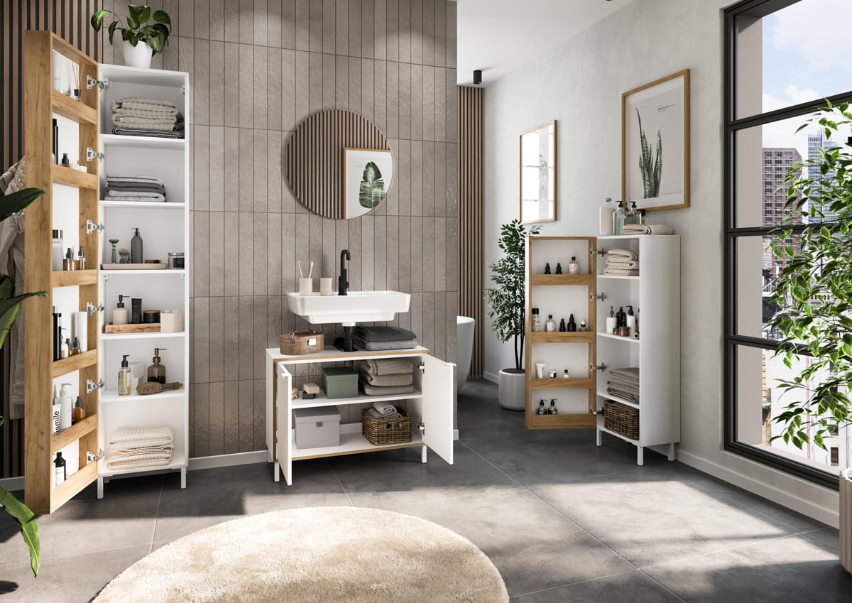 Wastafelkast Vilja Wit Eiken