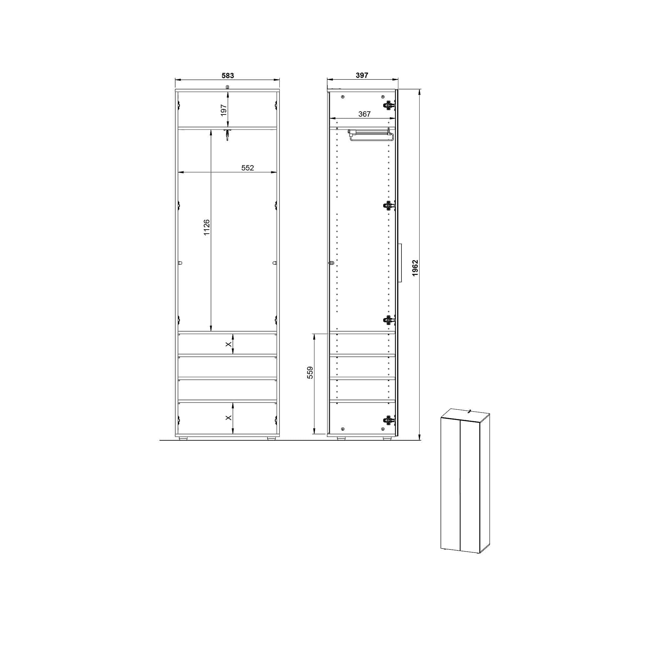 Garderobekast Mercurius Grafiet Grijs