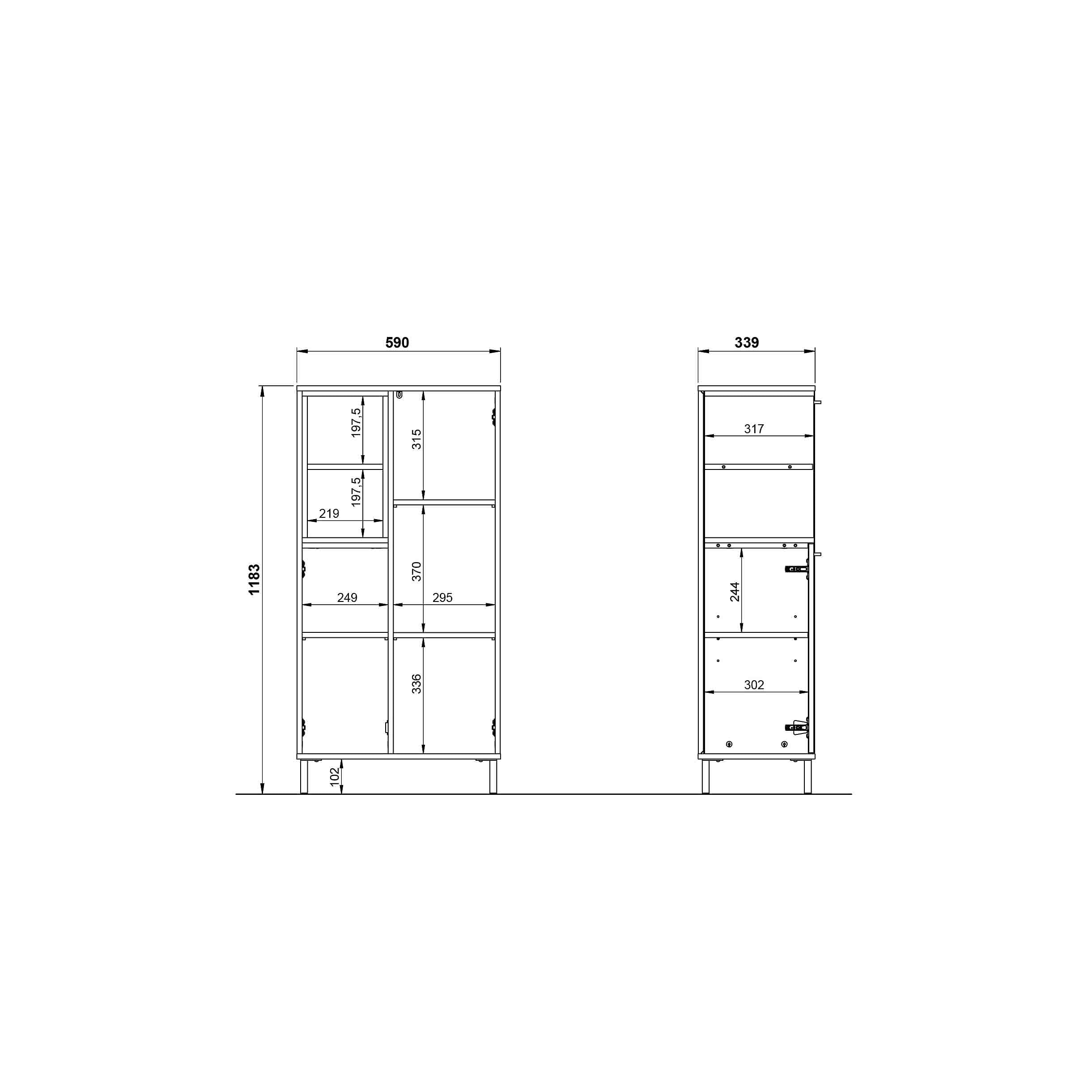 Hoge badkamerkast Borba Eiken Wit 59 cm