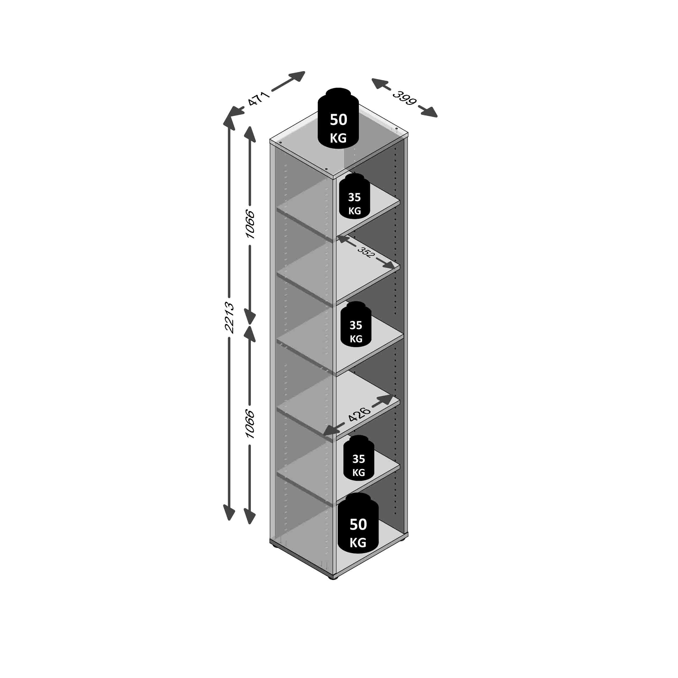 Hoge open kast Nereus Oudeiken 47 cm