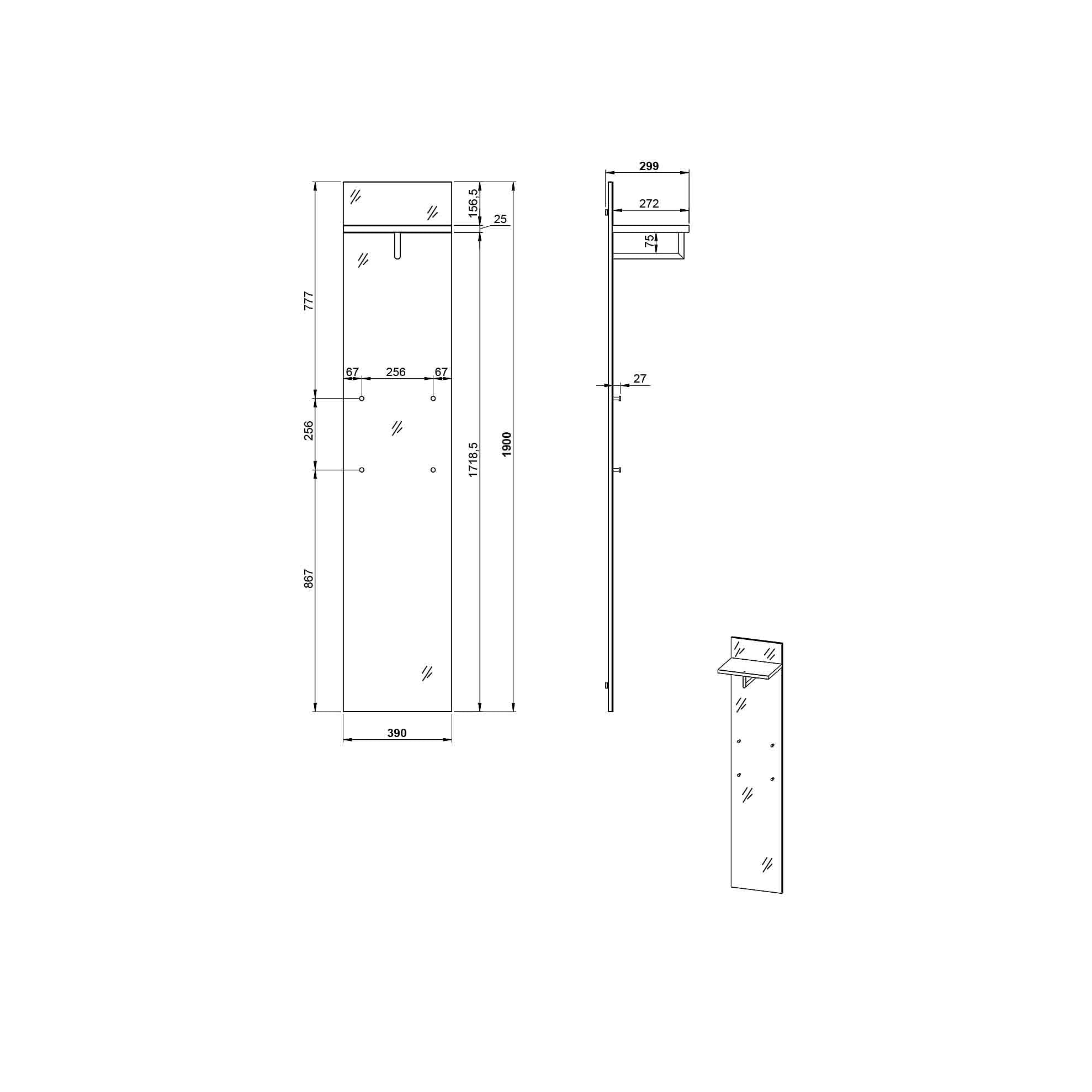 Kapstokpaneel Aphrodite Grafiet Grijs