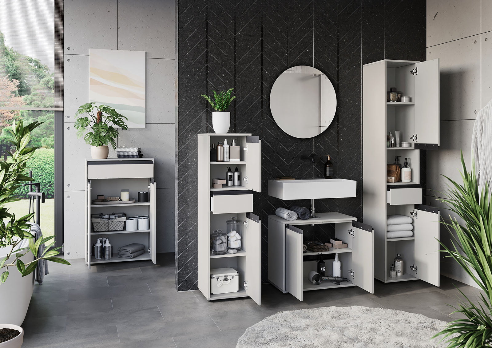 Kolomkast Pula Lichtgrijs 121 cm