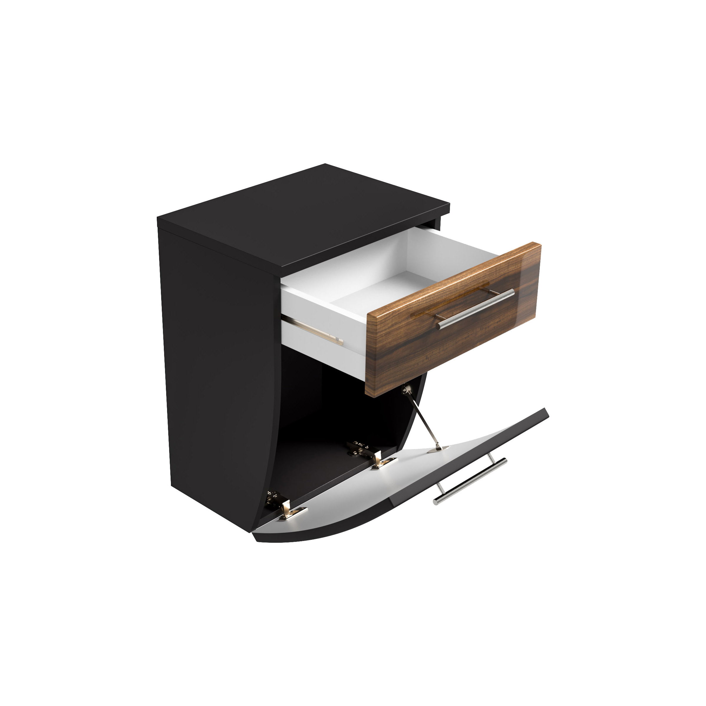 Lage badkamerkast Milan Antraciet Walnoot