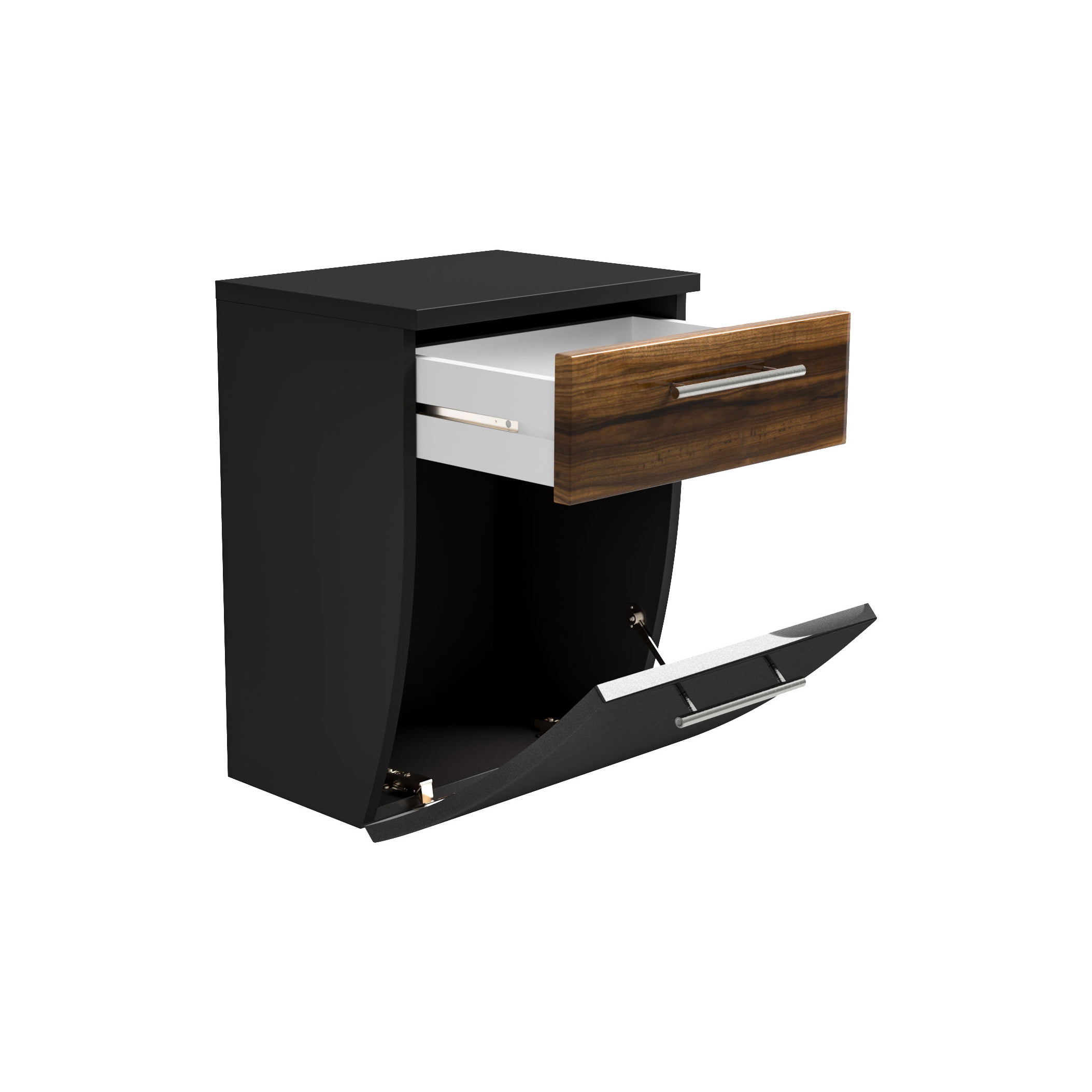 Lage badkamerkast Milan Antraciet Walnoot