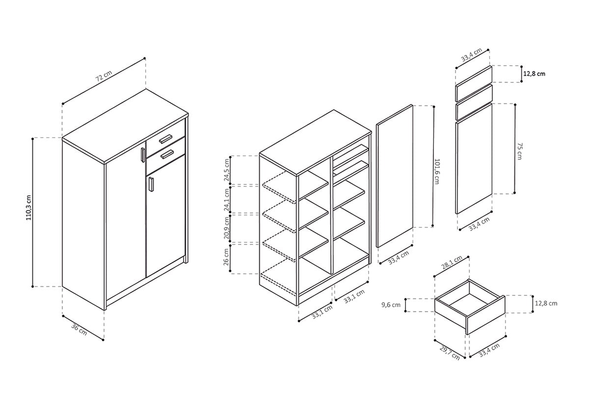 Lage dichte kast Edwin Sonoma 72x36x110 cm - 2