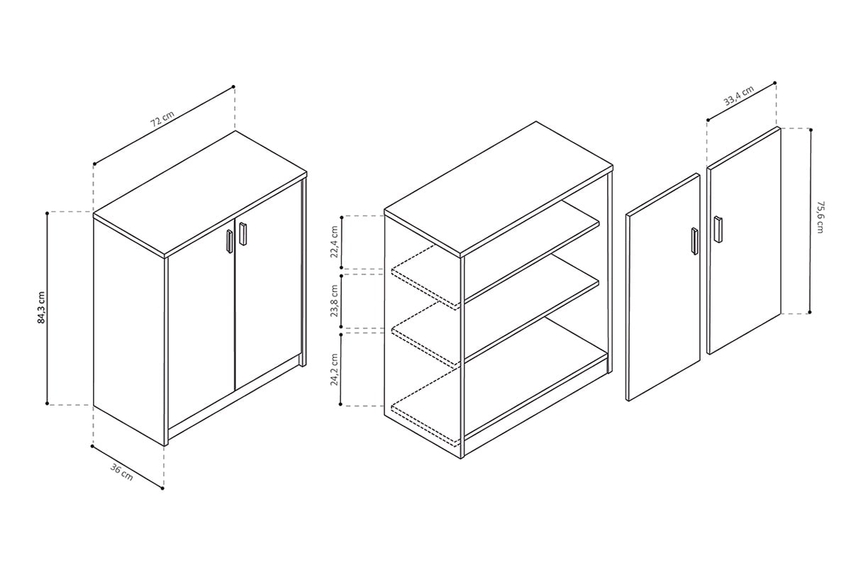 Lage dichte kast Edwin Sonoma 72x36x84 cm - 1