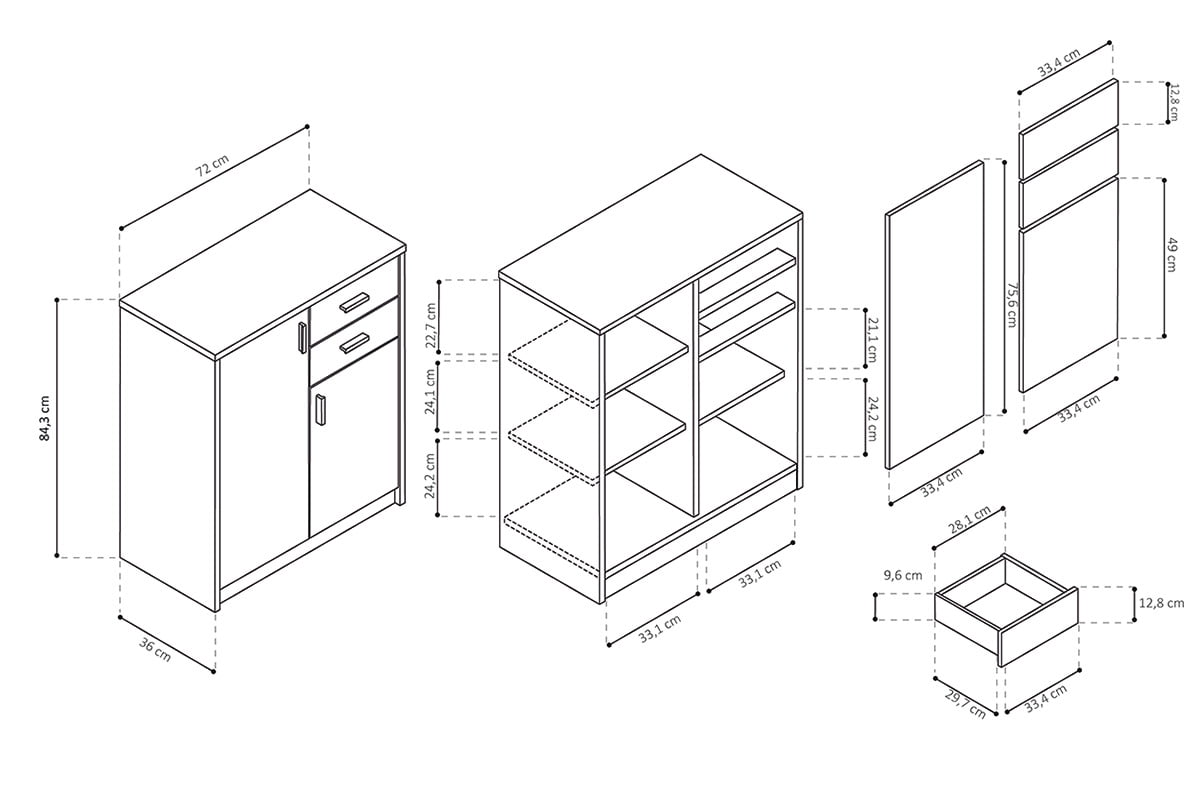Lage dichte kast Edwin Sonoma 72x36x84 cm - 2