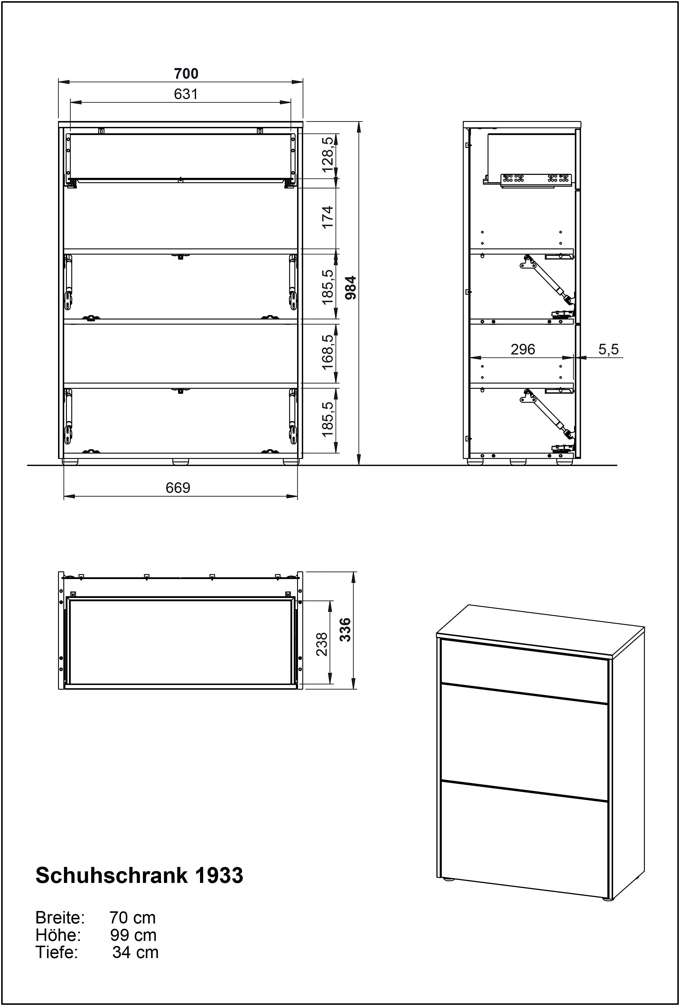 Schoenenkast Lotus Kasjmier 70 cm