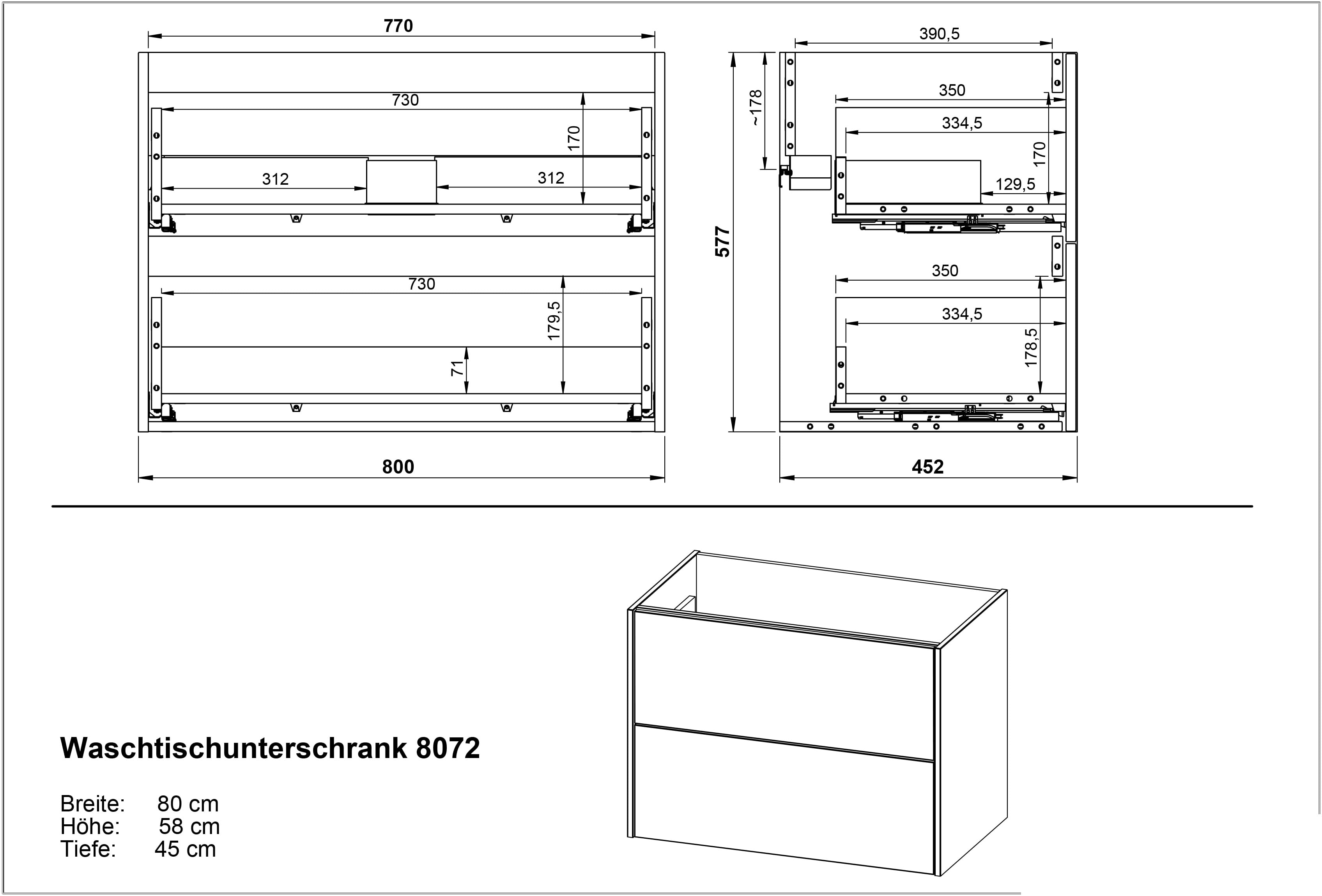 Wastafelkast Rain Eiken 81x61x46 cm