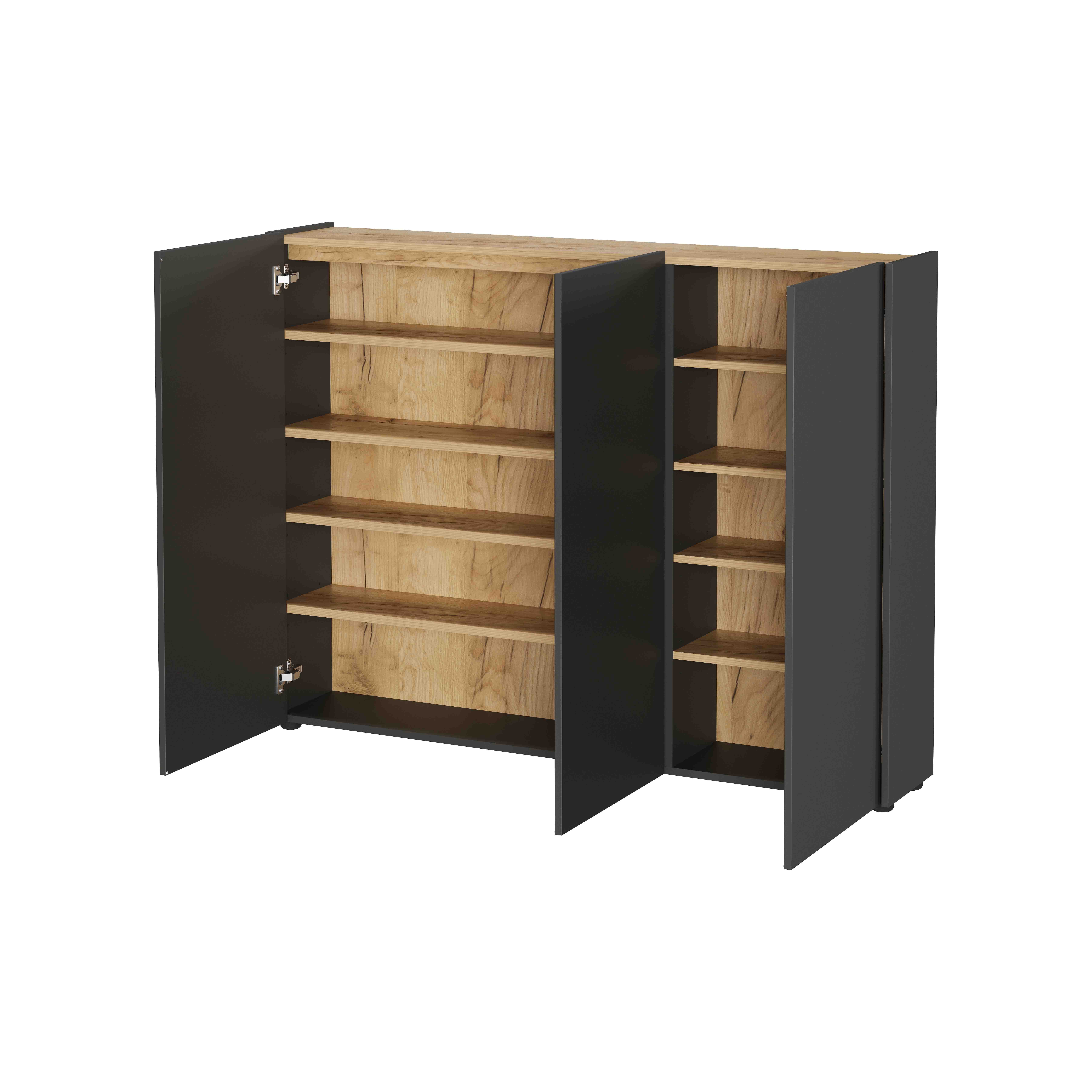 Opbergkast Aniek Grafiet Eiken 105 cm