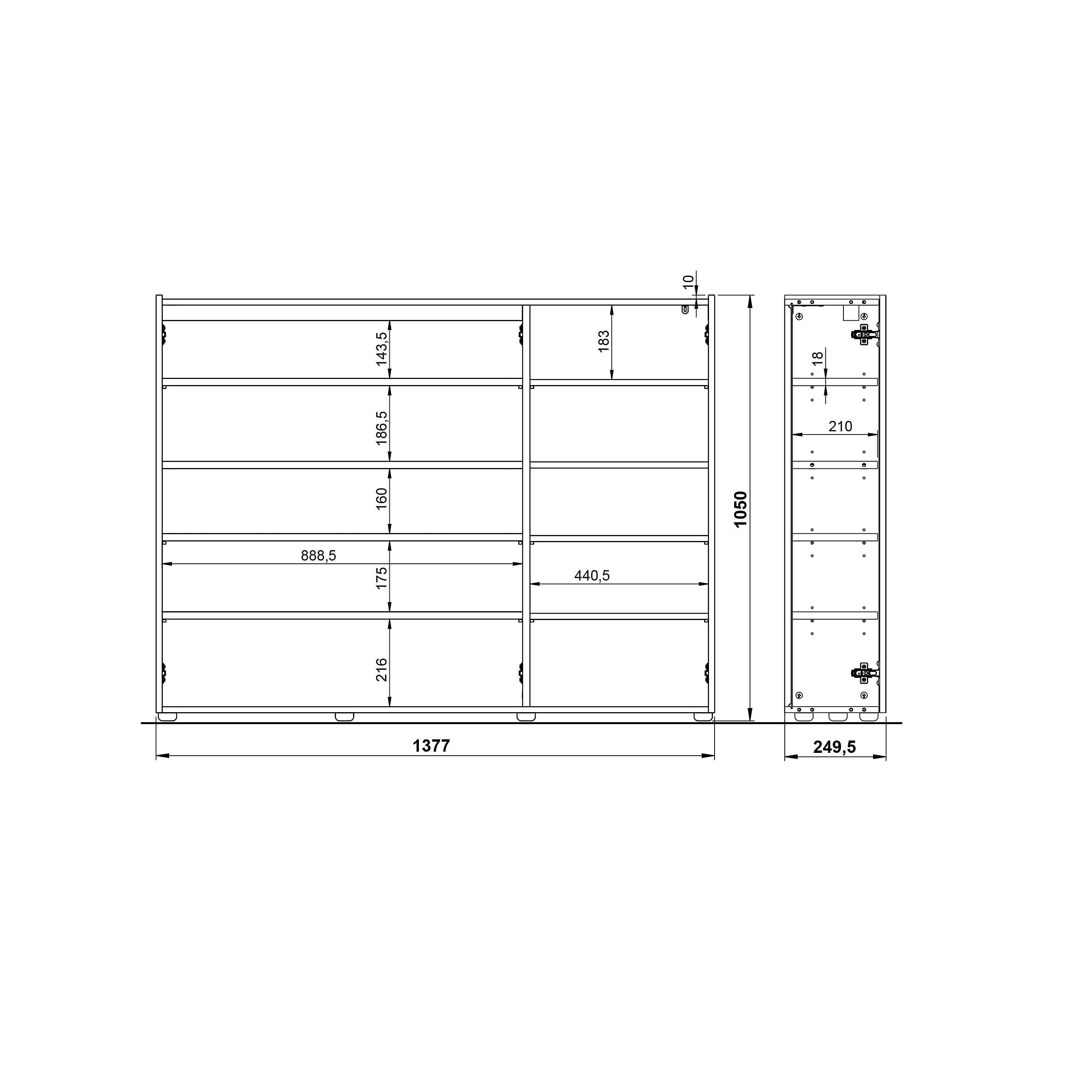 Opbergkast Aniek Grafiet Eiken 105 cm