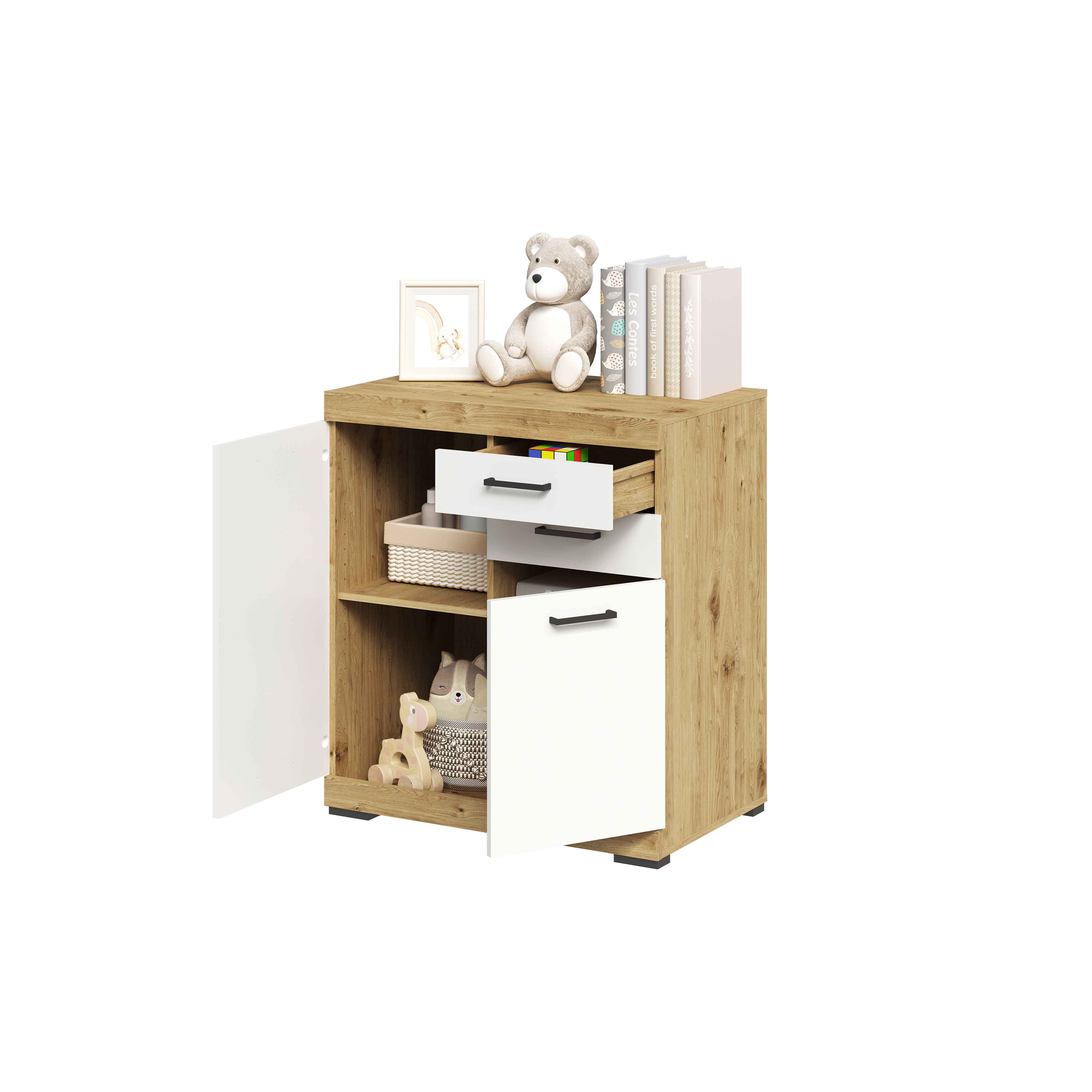 Opbergkast Hermes Artisan Eiken Wit 80x50x90 cm - 2